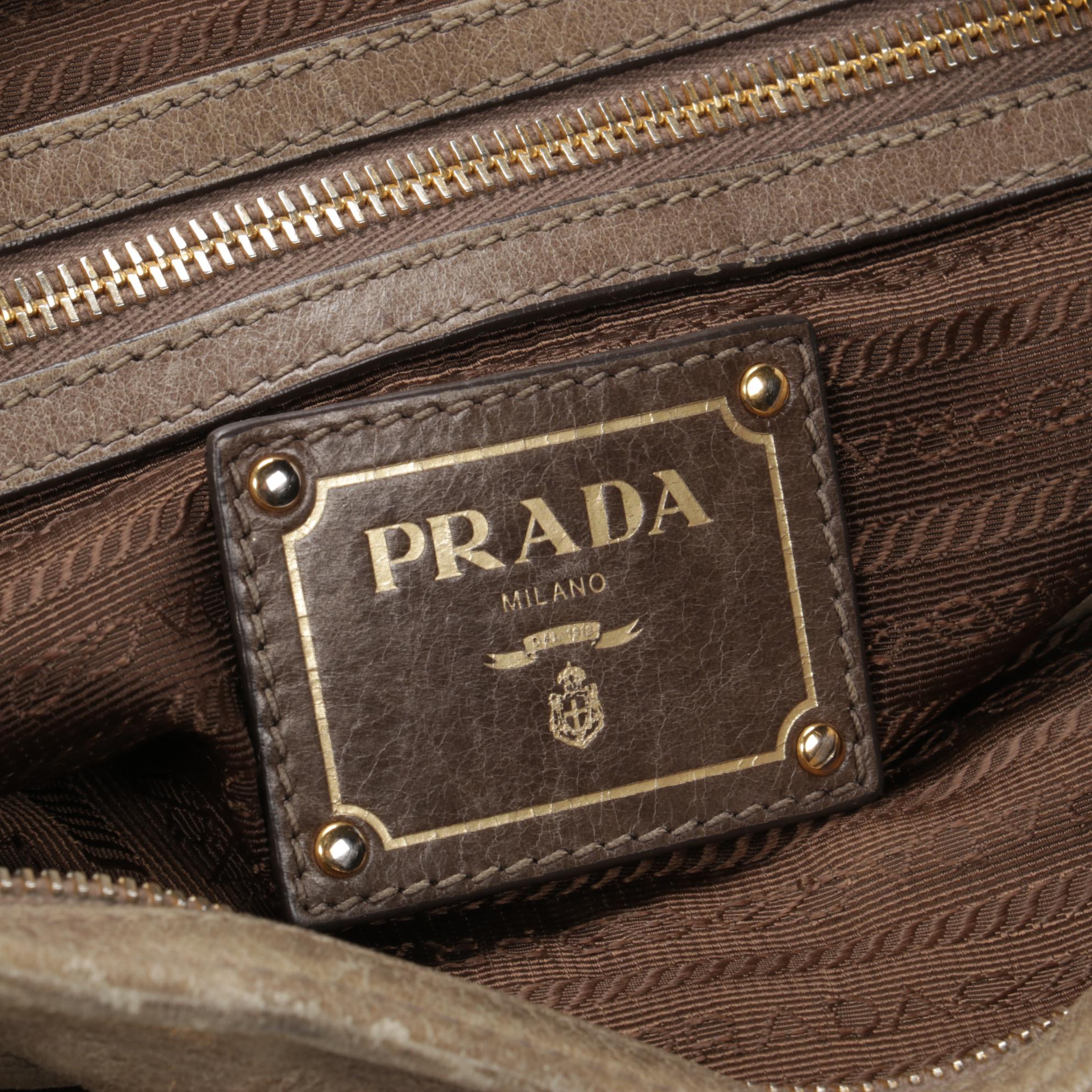 Prada Two-Way Satchel in Taupe Leather with Tassels