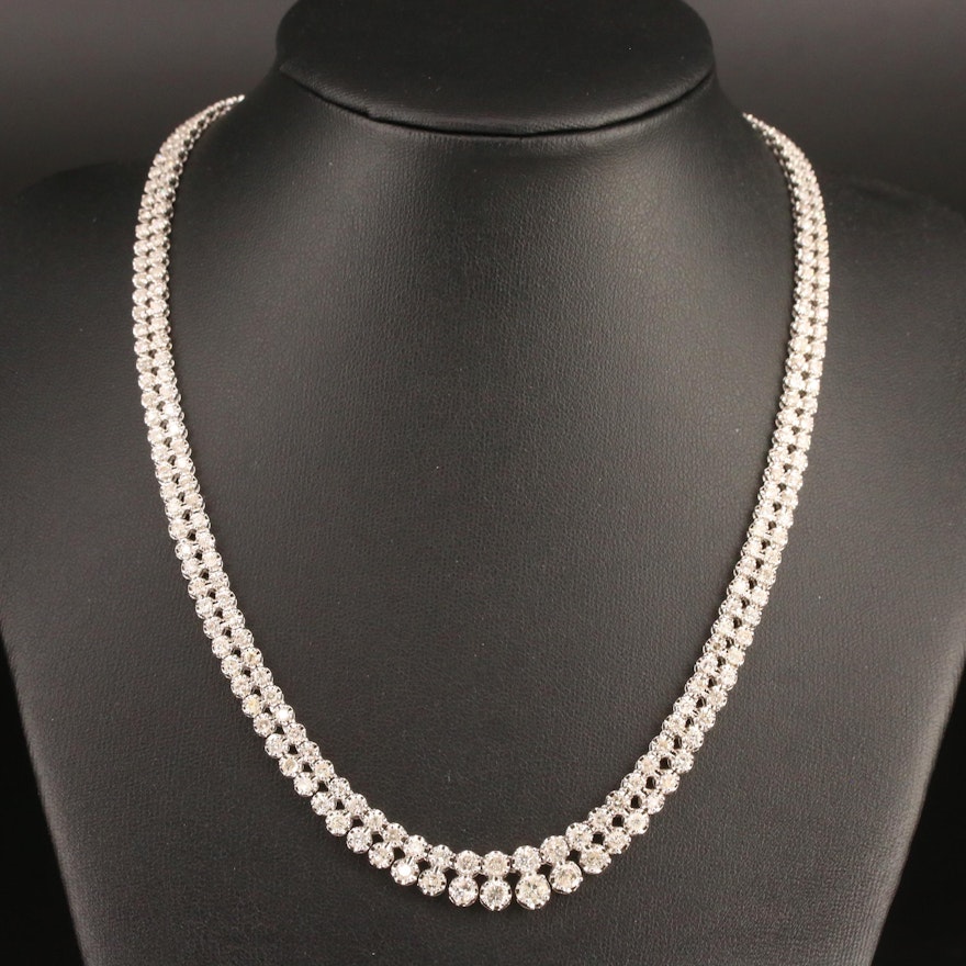 Platinum 10.02 CTW Diamond Double Riviera Necklace