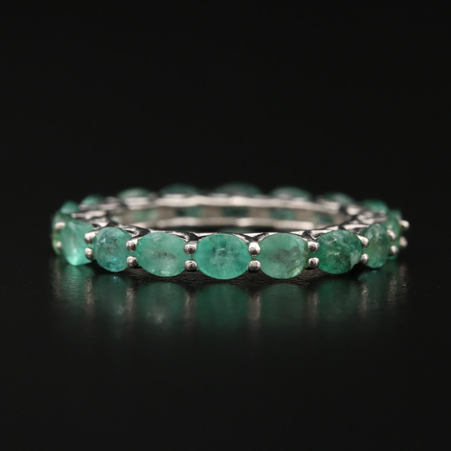 Sterling Silver Emerald Eternity Band