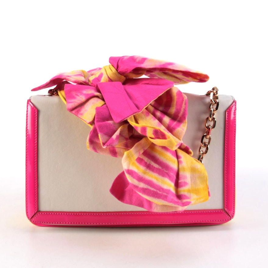 Christian Louboutin Bow Chain Bag in Color Block Leather with Neon Trim