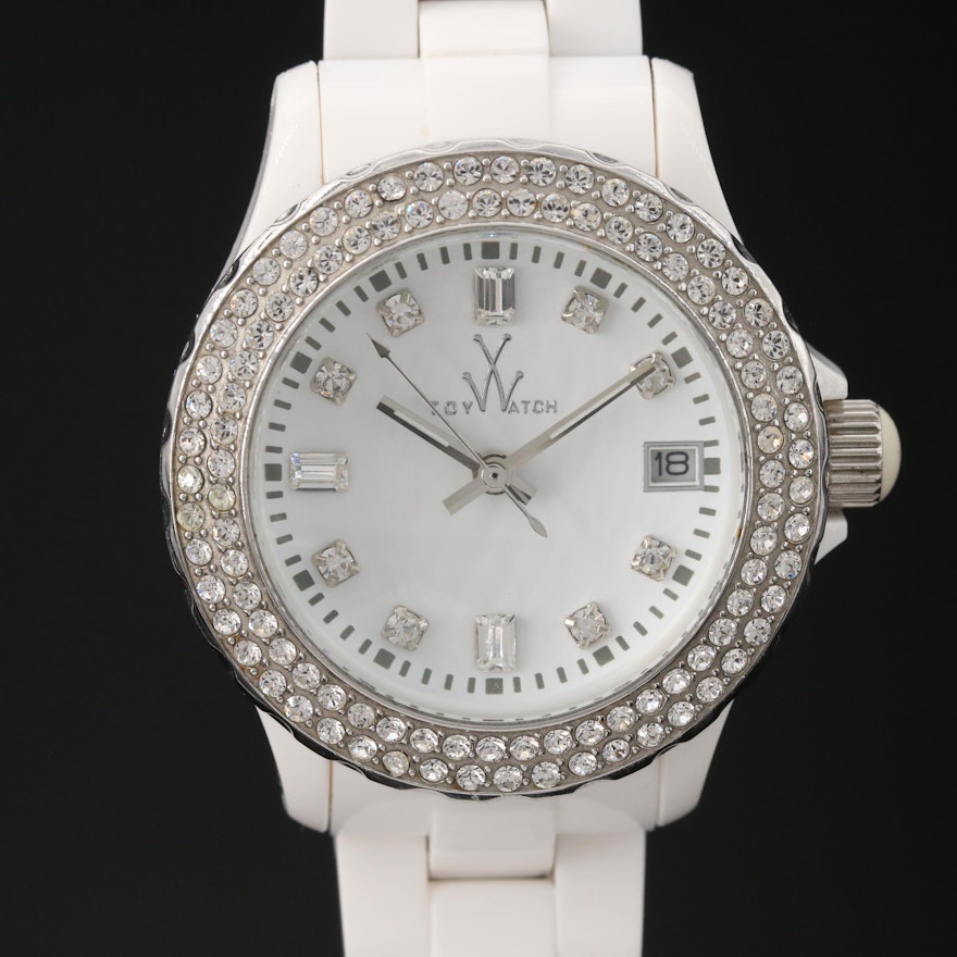 Toy Watch "Plastermatic White Stones" Quartz Wristwatch