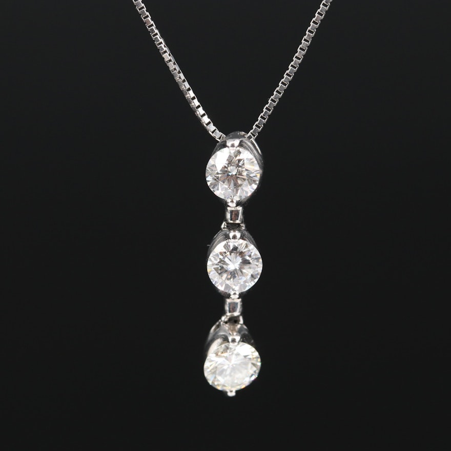 Platinum 1.00 CTW Diamond Line Necklace