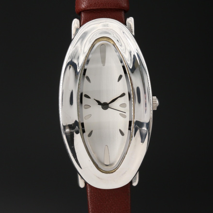 RLM Studio Modernist Oval Sterling Silver Quartz Wristwatch