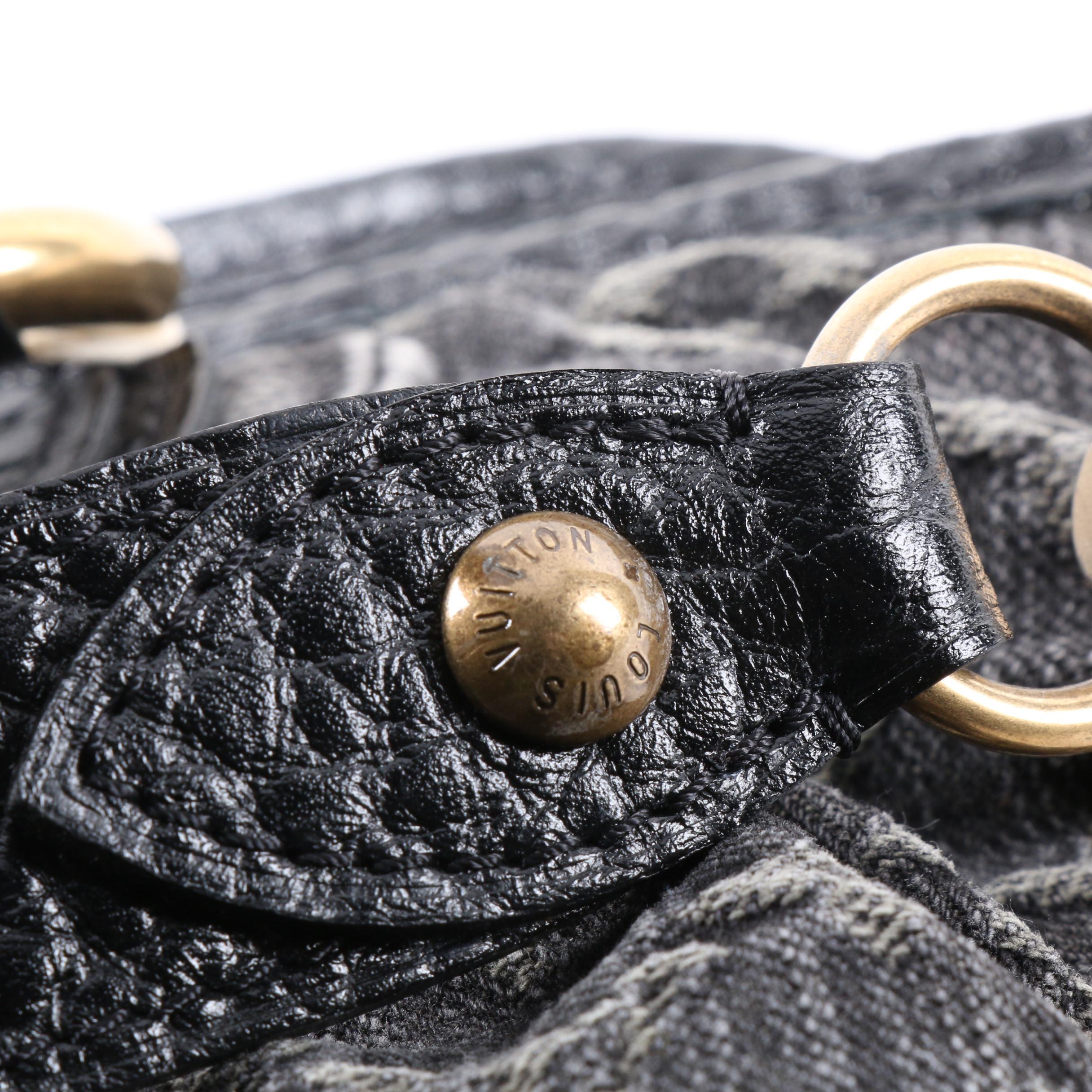 Louis Vuitton Neo Cabby MM Bag in Black Monogram Denim with Leather Trim