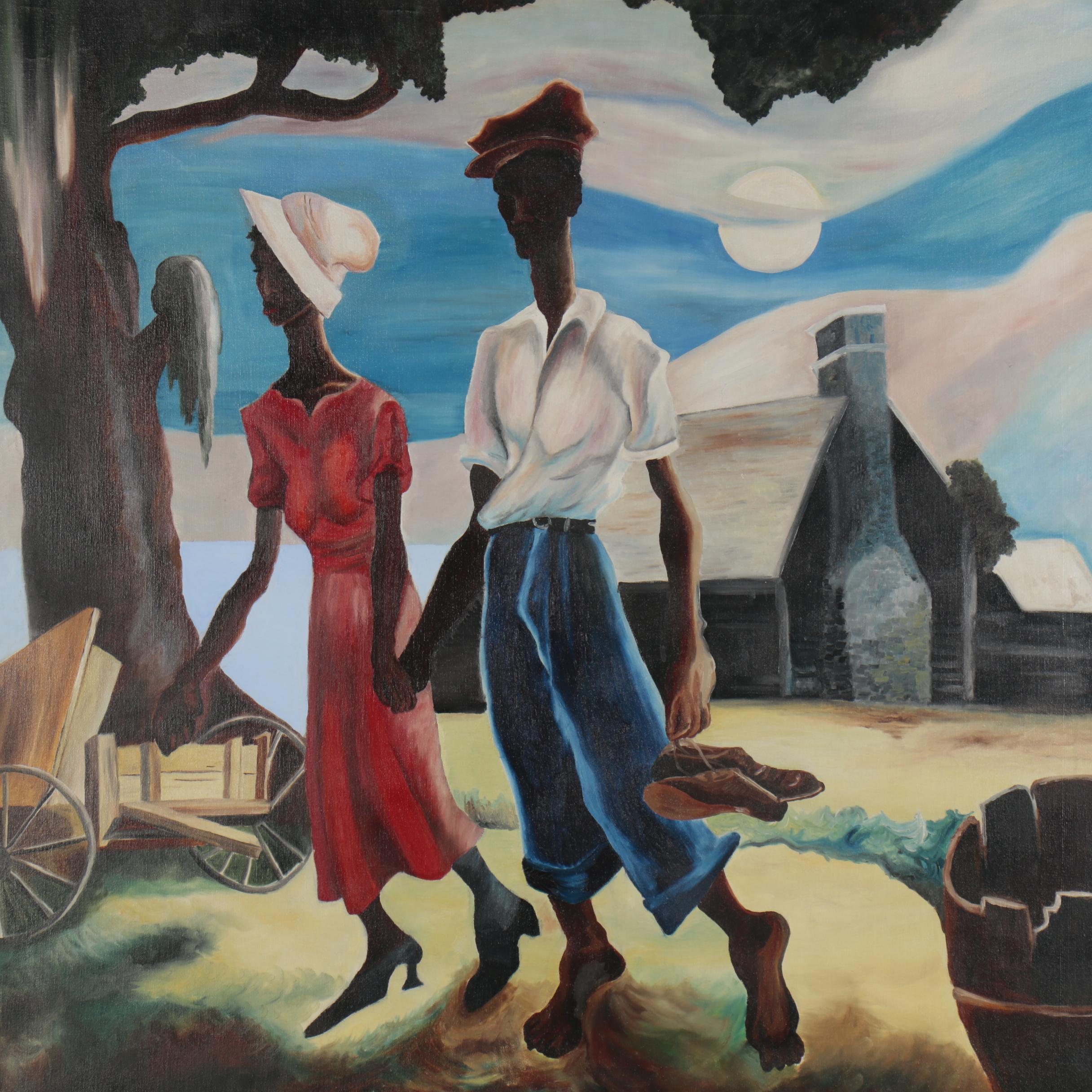 Alice Gatewood Waddell Oil Painting after Thomas Hart Benton