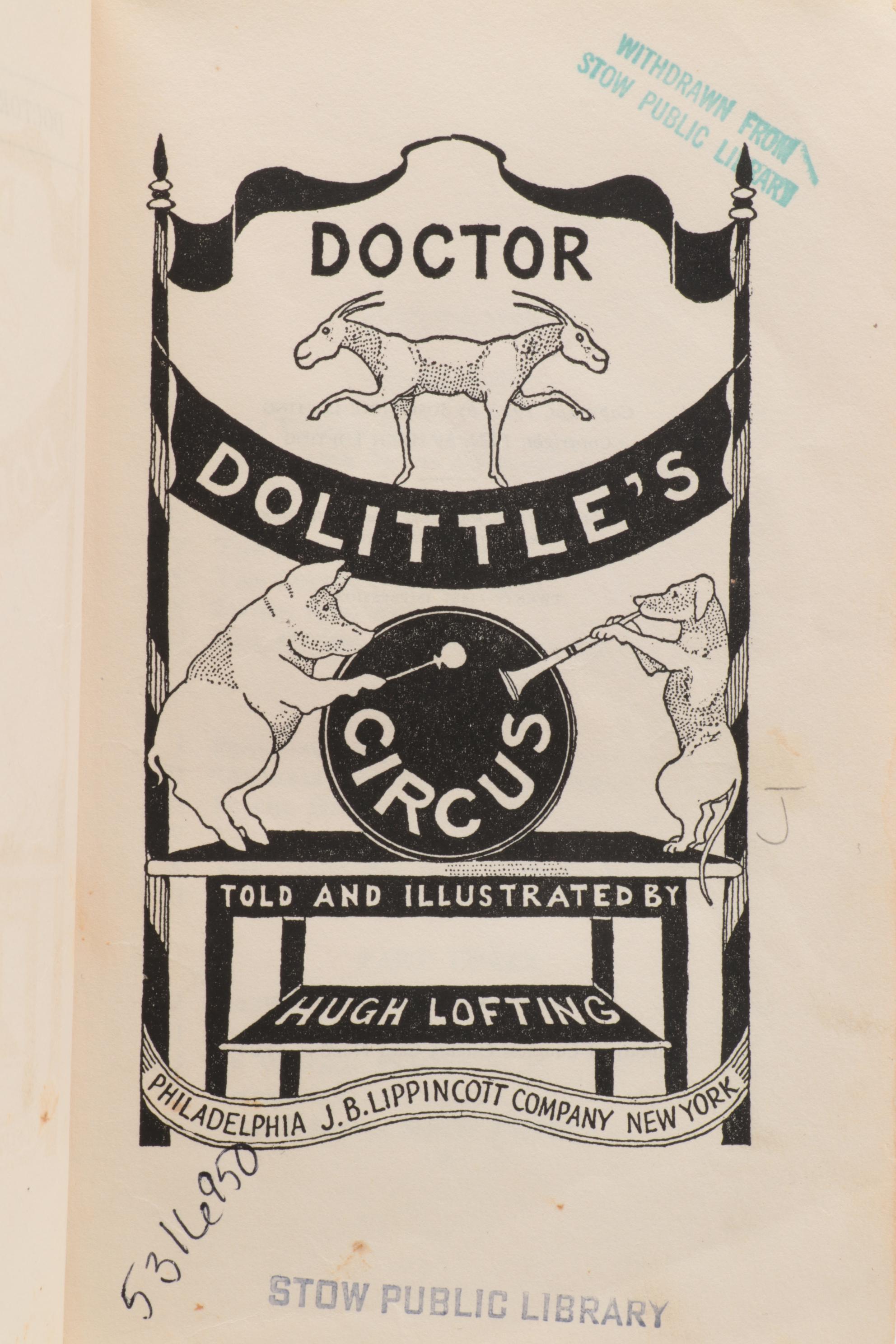 Collection of  "Doctor Dolittle" Novels by Hugh Lofting, 1950s