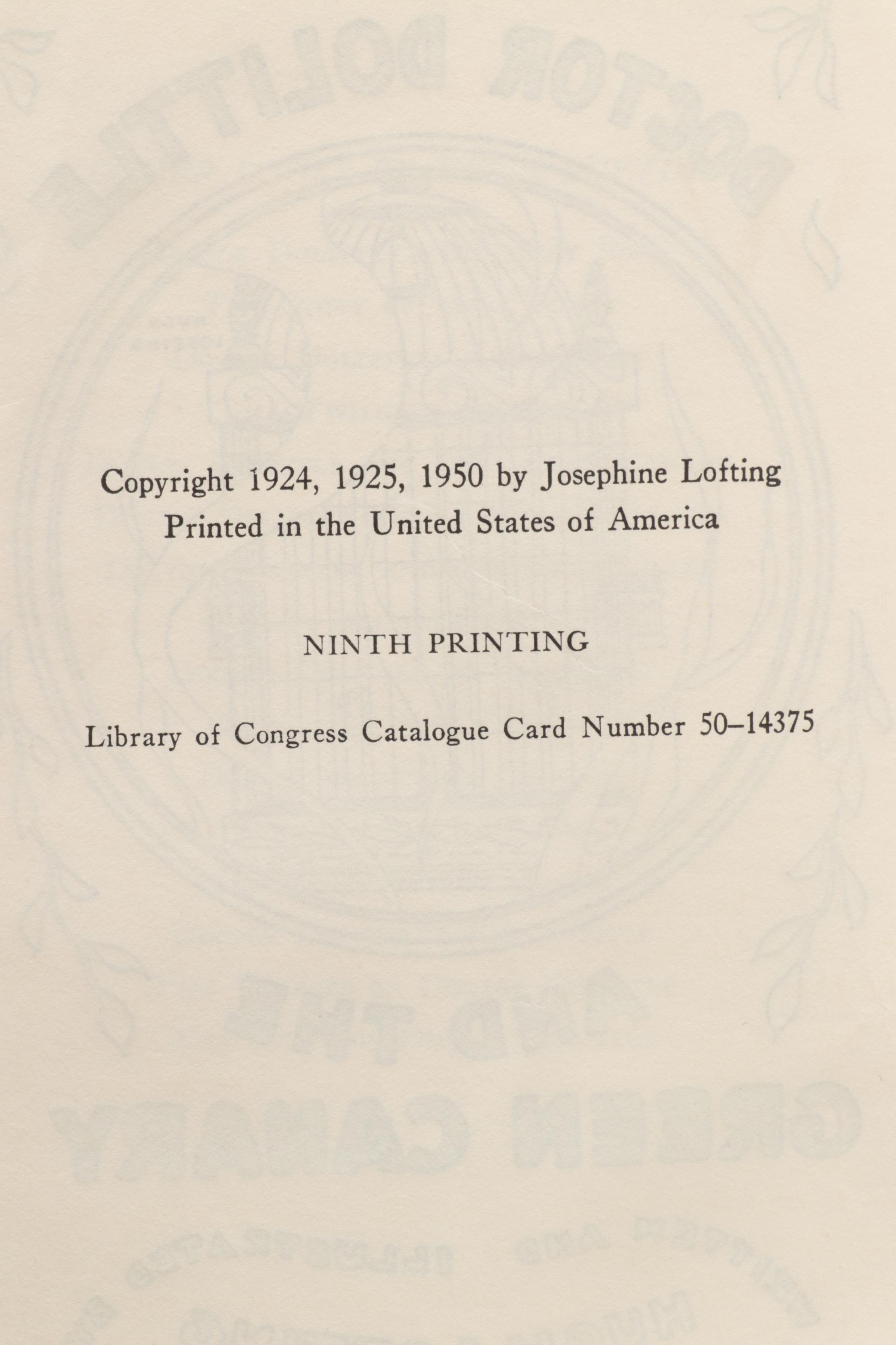 Collection of  "Doctor Dolittle" Novels by Hugh Lofting, 1950s