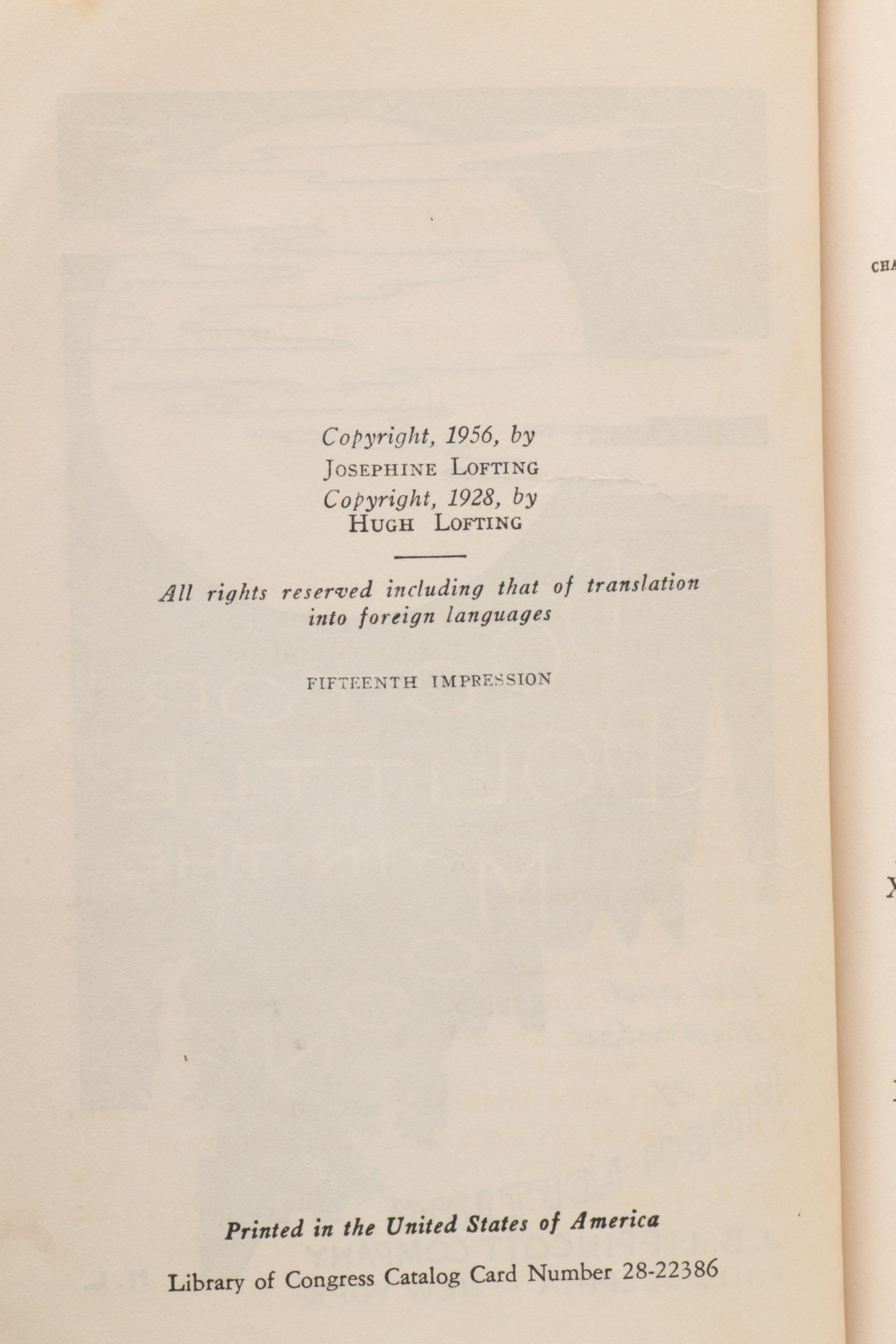 Collection of  "Doctor Dolittle" Novels by Hugh Lofting, 1950s