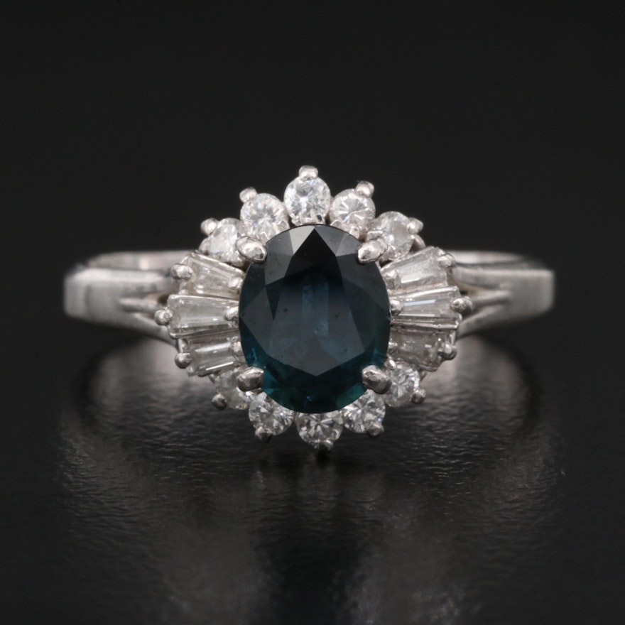 Platinum 1.17 CT Sapphire and Diamond Ring