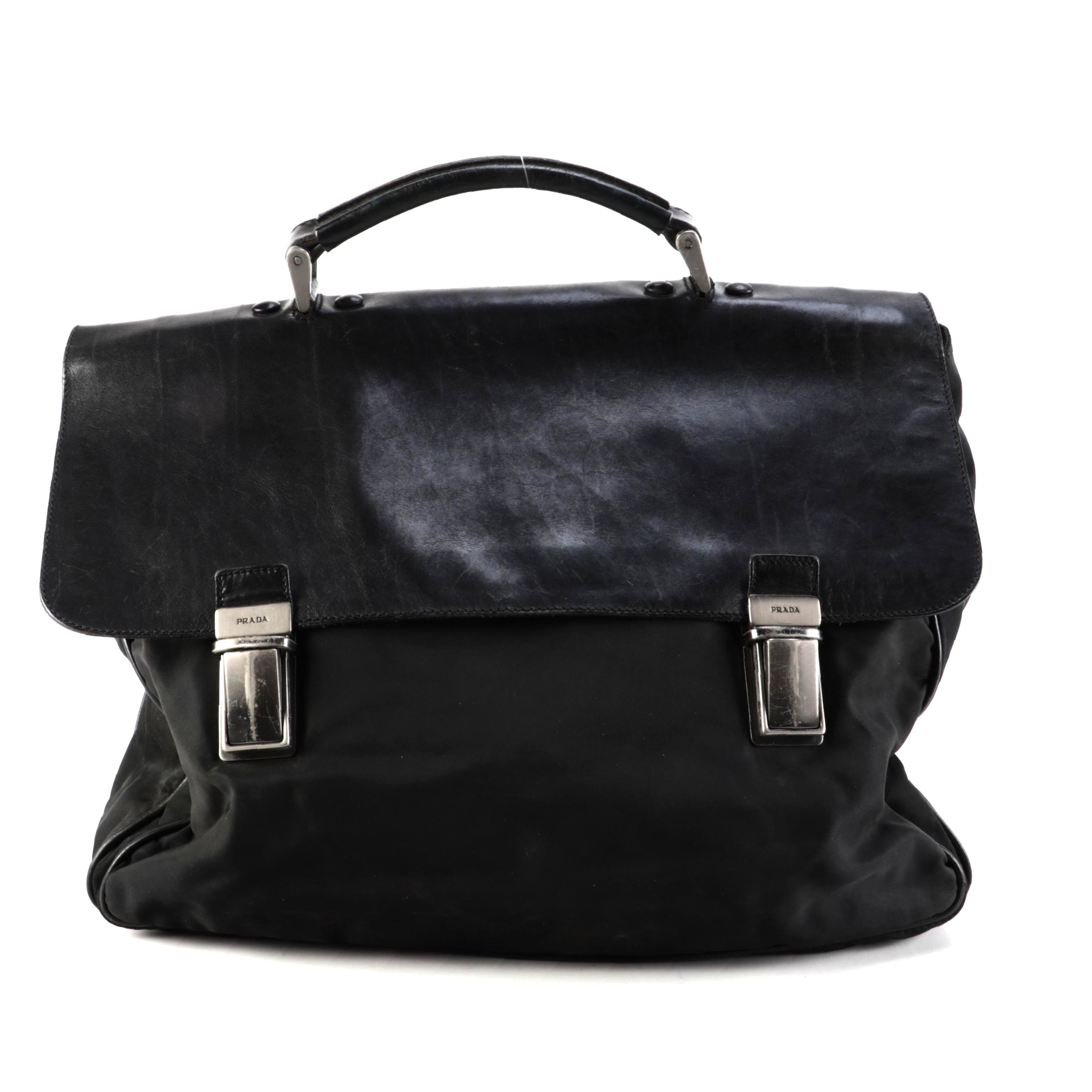Prada Briefcase in Black Nylon and Nappa Leather