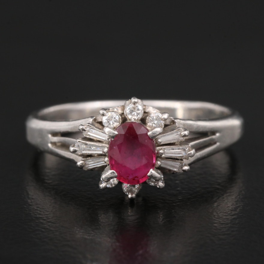 Platinum Ruby and Diamond Ring