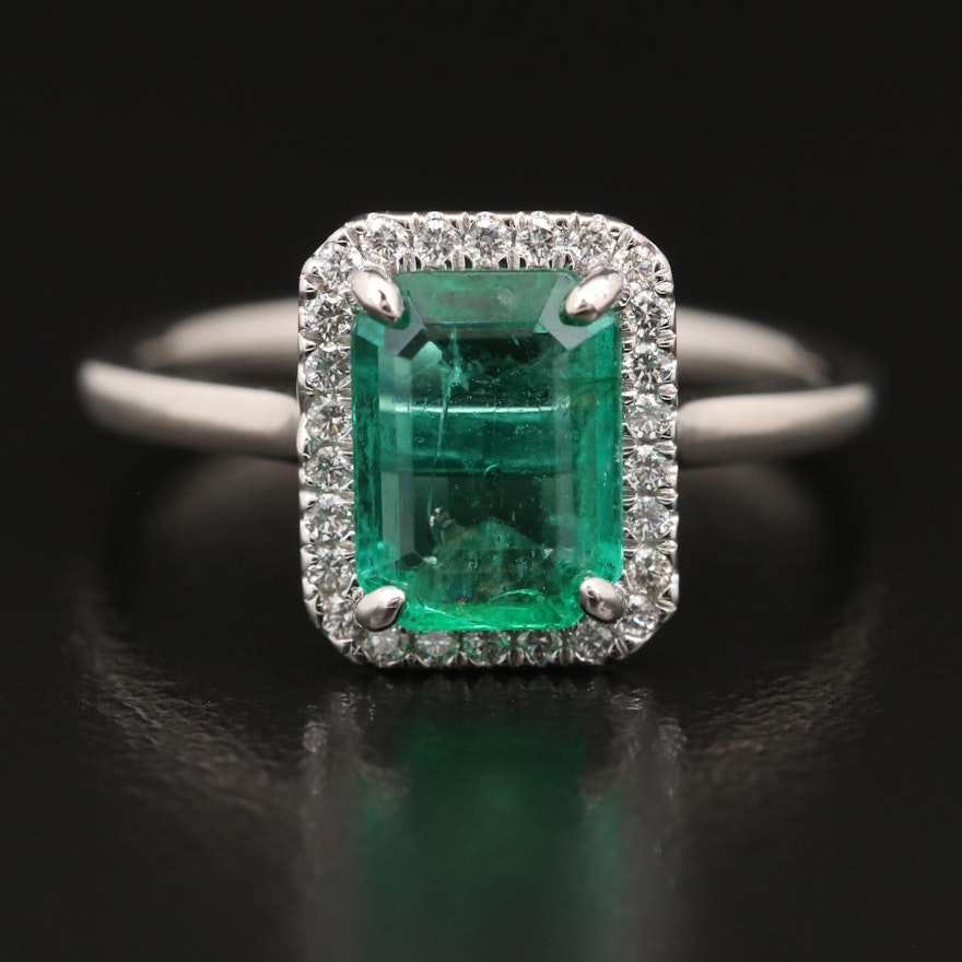 14K 1.60 CT Emerald and Diamond Ring with GIA Report