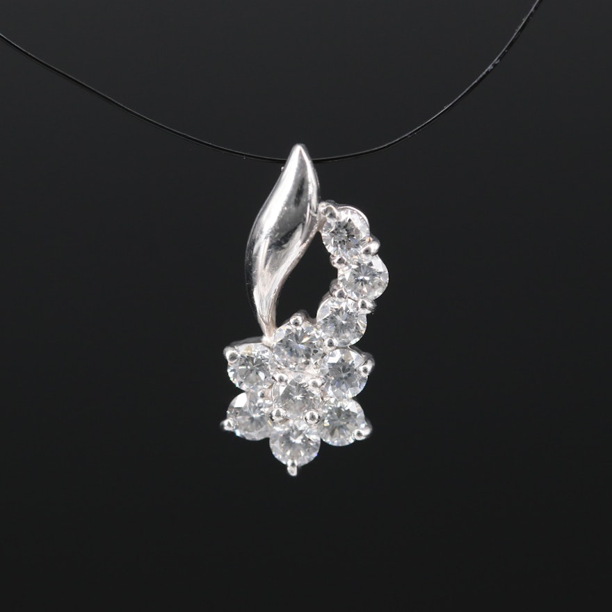 Platinum Diamond Flower Pendant