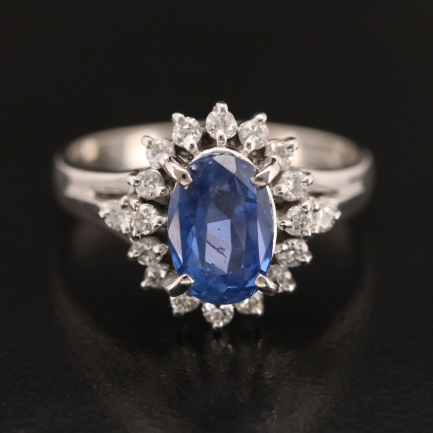 Platinum 2.35 CT Sapphire and Diamond Ring