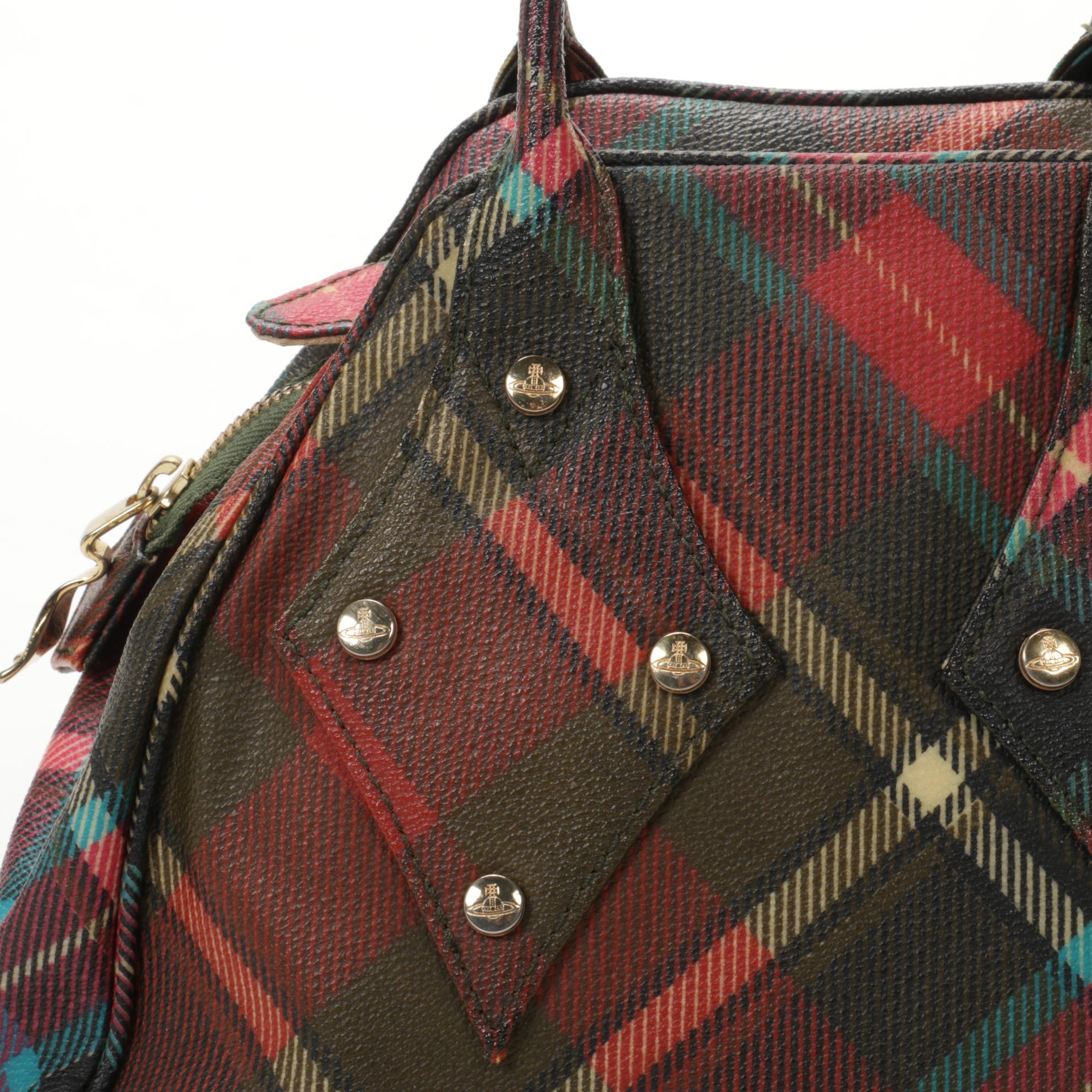 Vivienne Westwood Small Yasmine Derby Bag in Tartan Plaid Vegan Leather