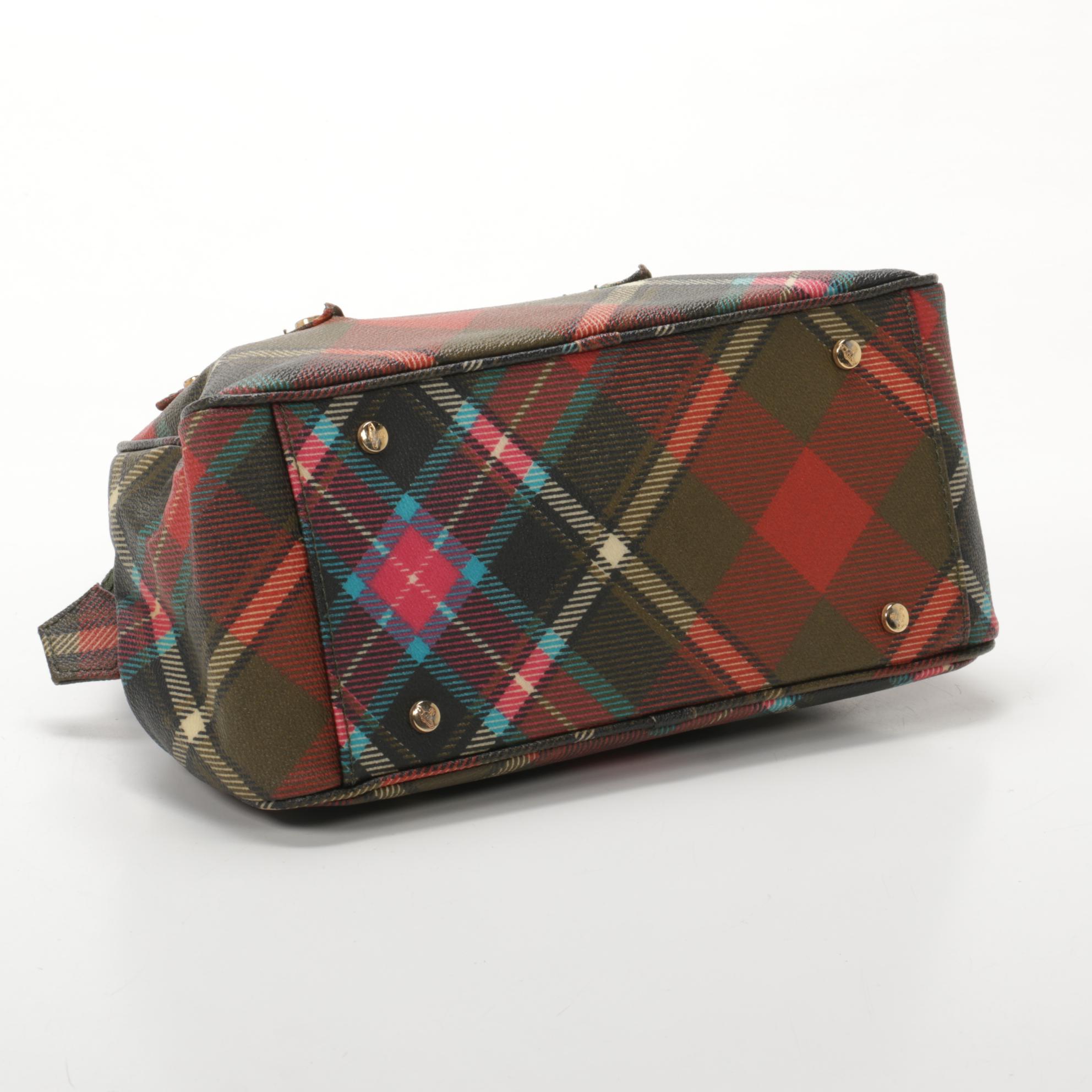 Vivienne Westwood Small Yasmine Derby Bag in Tartan Plaid Vegan Leather