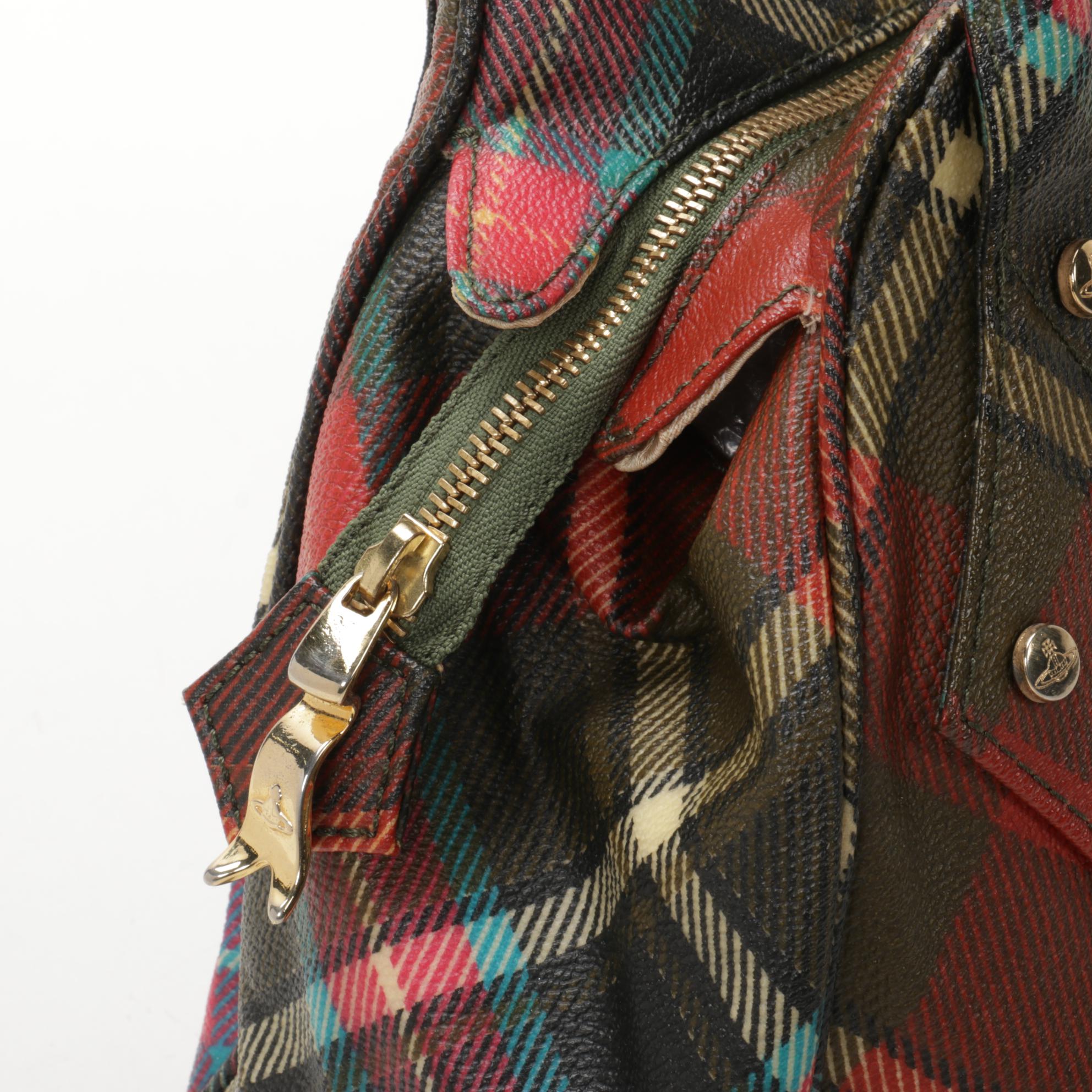 Vivienne Westwood Small Yasmine Derby Bag in Tartan Plaid Vegan Leather