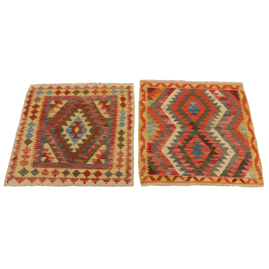 3'3 x 3'6 Handwoven Afghan Kilim Accent Rugs