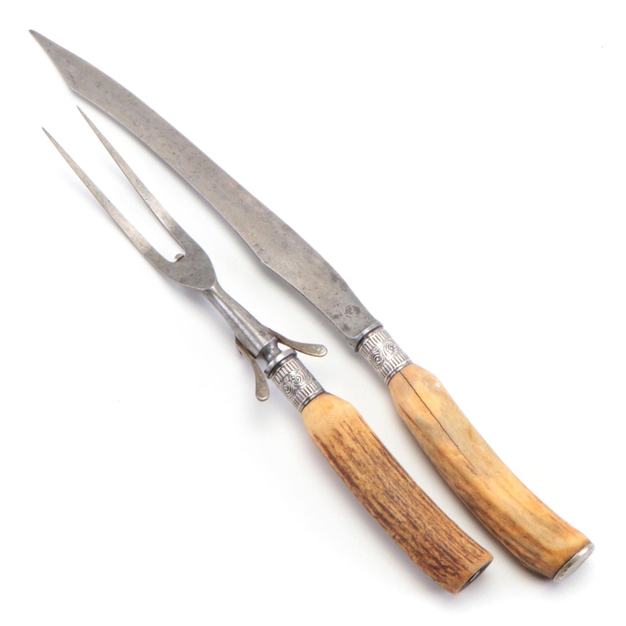 Landers, Frary & Clark Sterling, Horn, and Stainless Steel Carving Set
