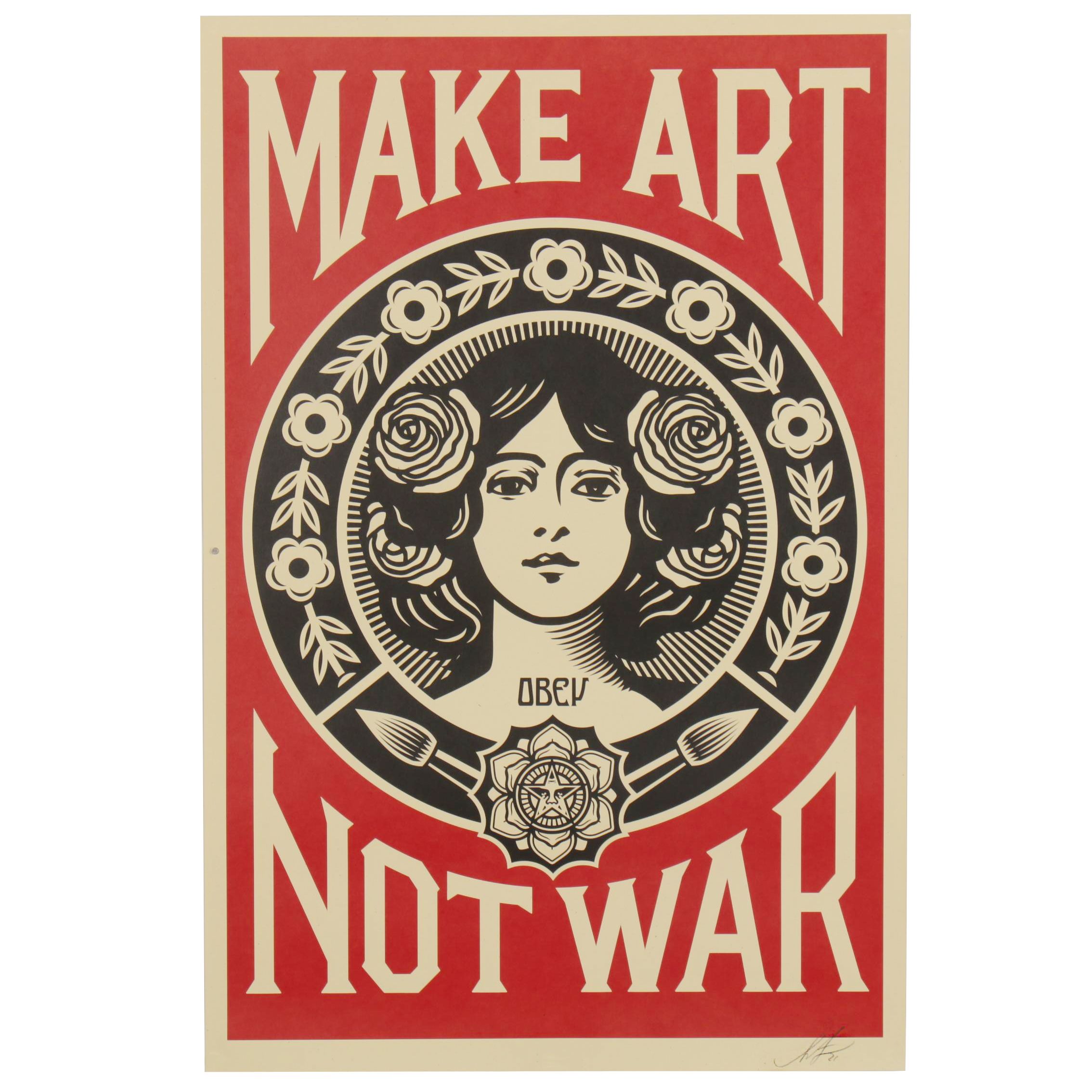 Shepard Fairey Offset Print "Make Art Not War" 2021