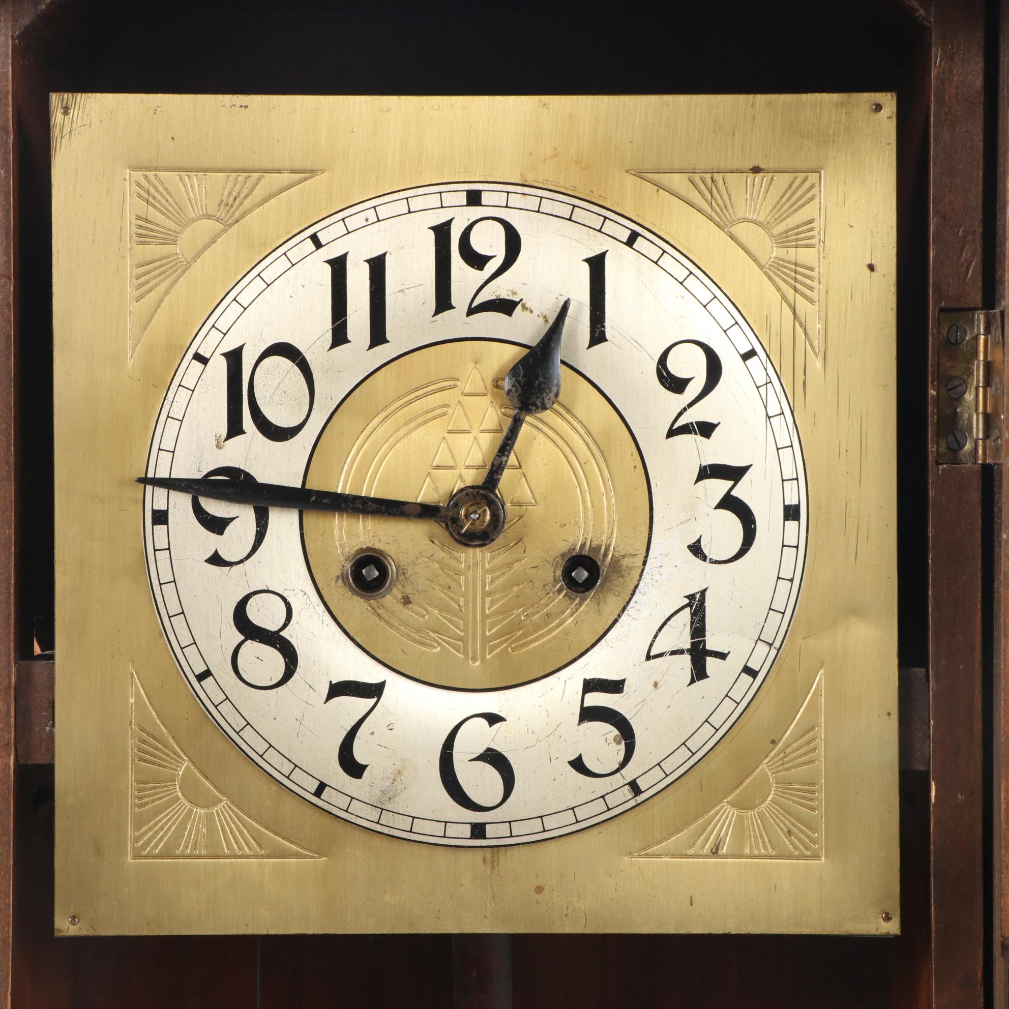 German Brass-Mounted Walnut Regulator Wall Clock, Early 20th Century