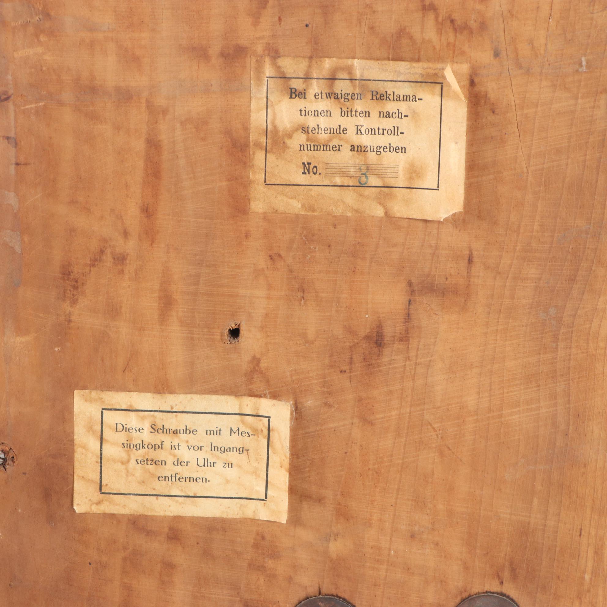 German Brass-Mounted Walnut Regulator Wall Clock, Early 20th Century