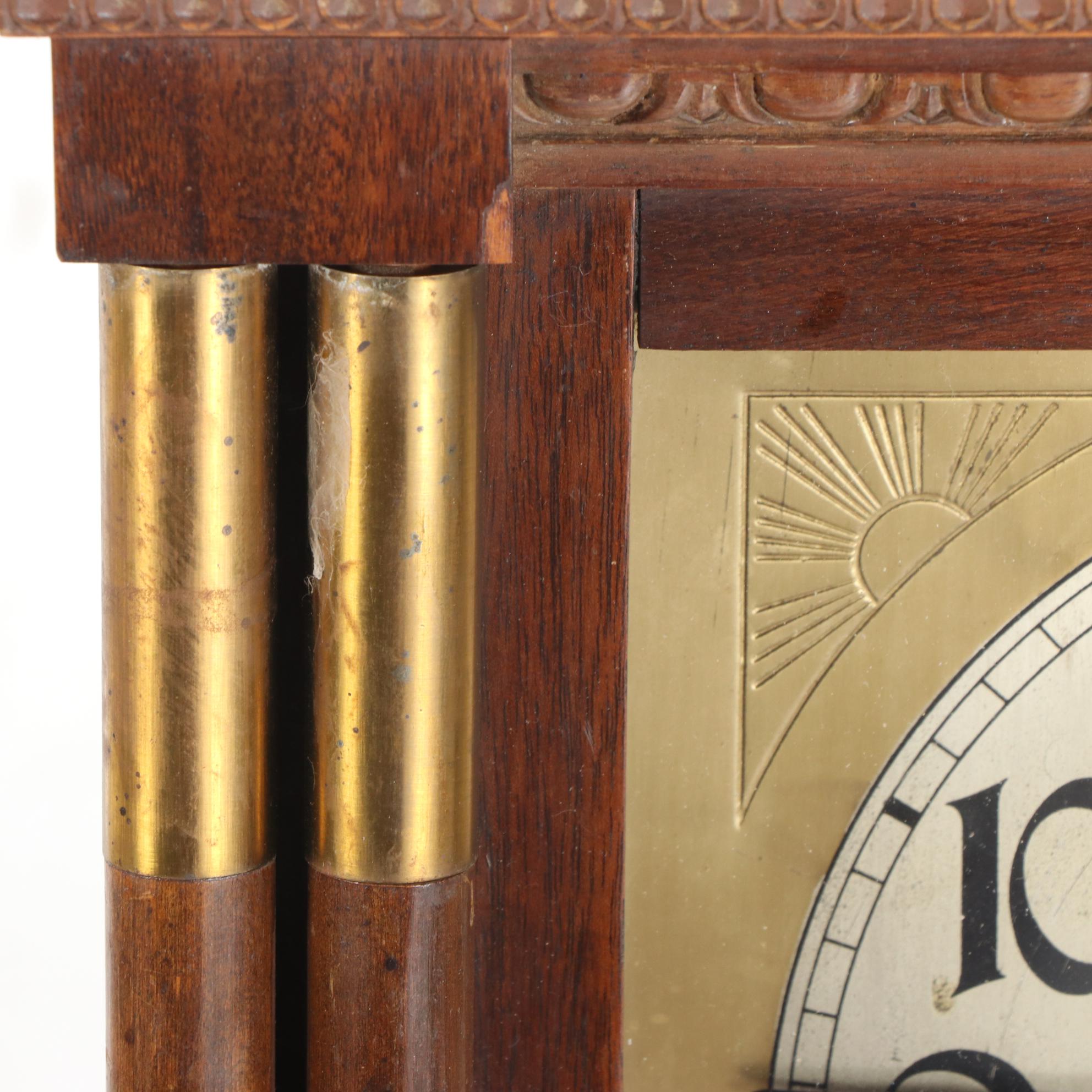 German Brass-Mounted Walnut Regulator Wall Clock, Early 20th Century