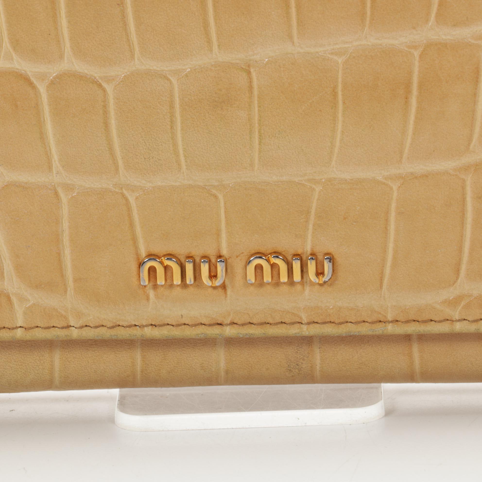 Miu Miu St. Cocco Long Wallet in Crocodile Embossed Leather