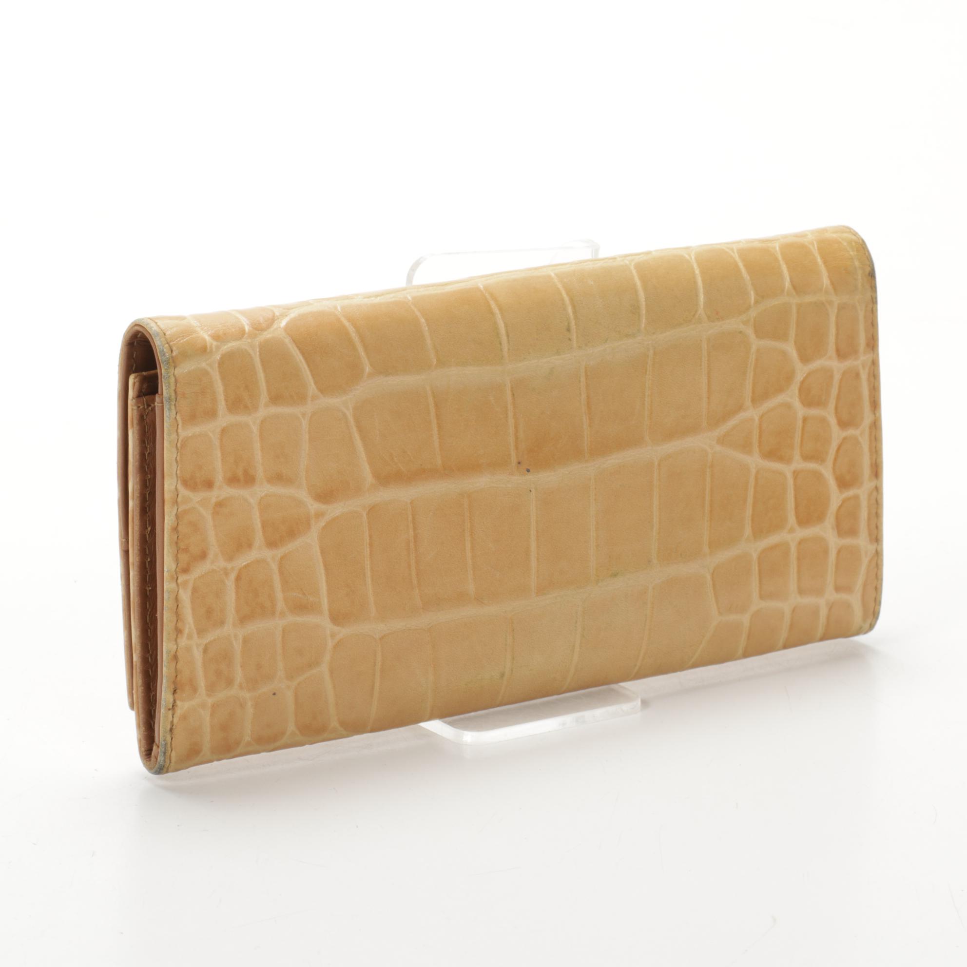 Miu Miu St. Cocco Long Wallet in Crocodile Embossed Leather