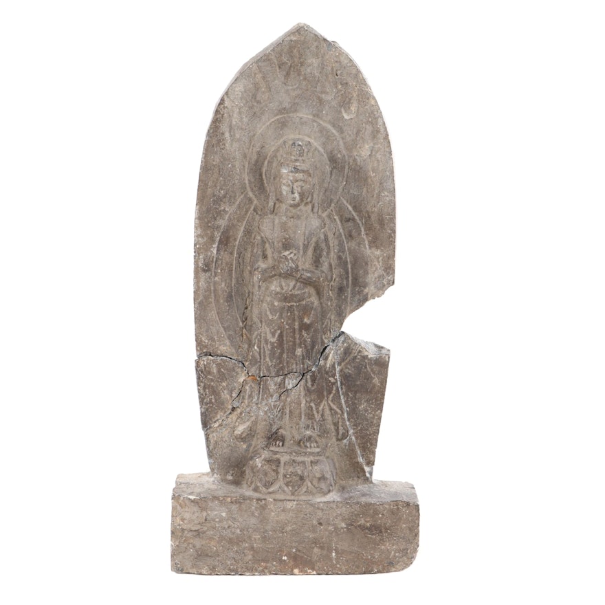 Chinese Northern Wei Style Carved Stone Standing Bodhisattva