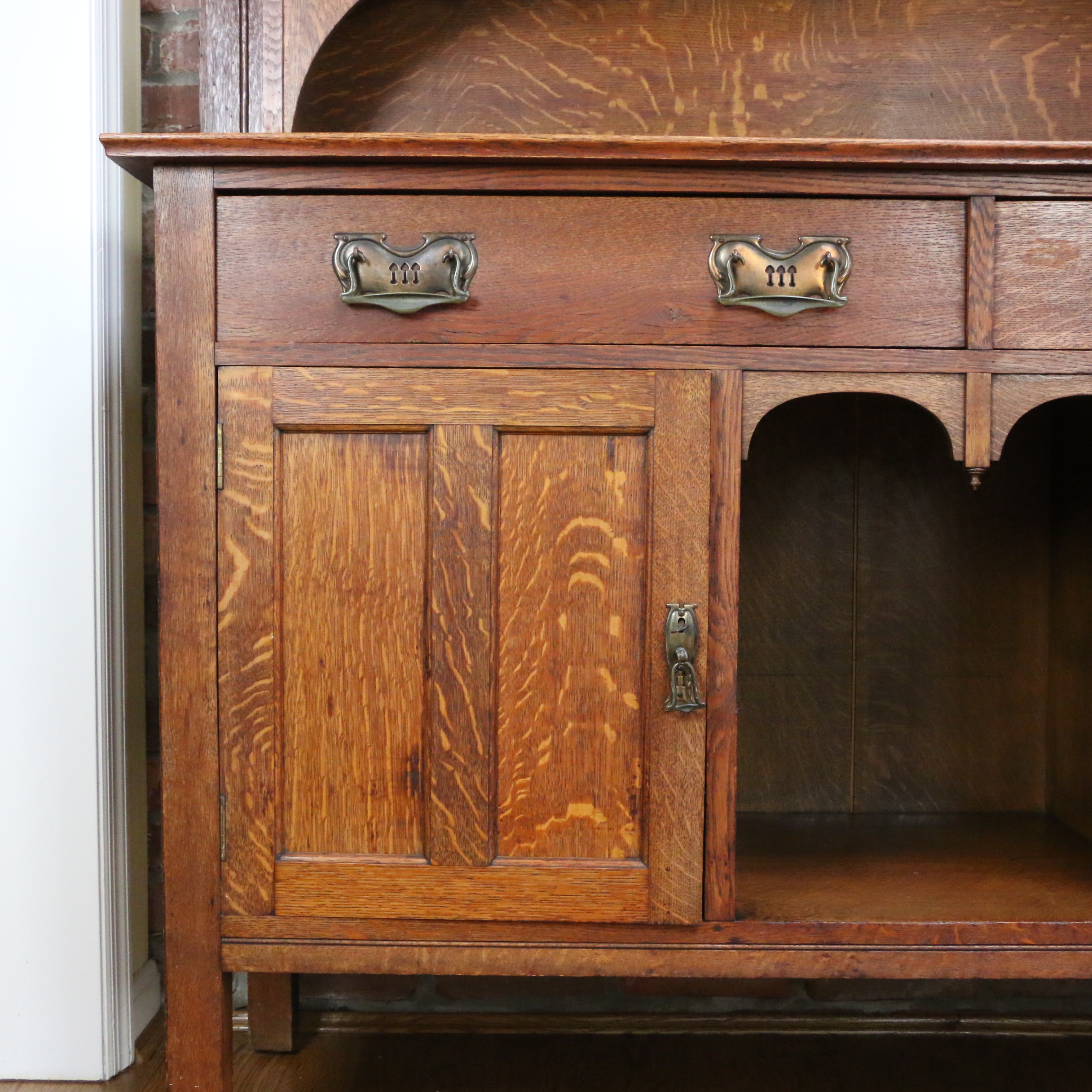 Arts and Crafts Oak Mirror Back Sideboard, circa 1910