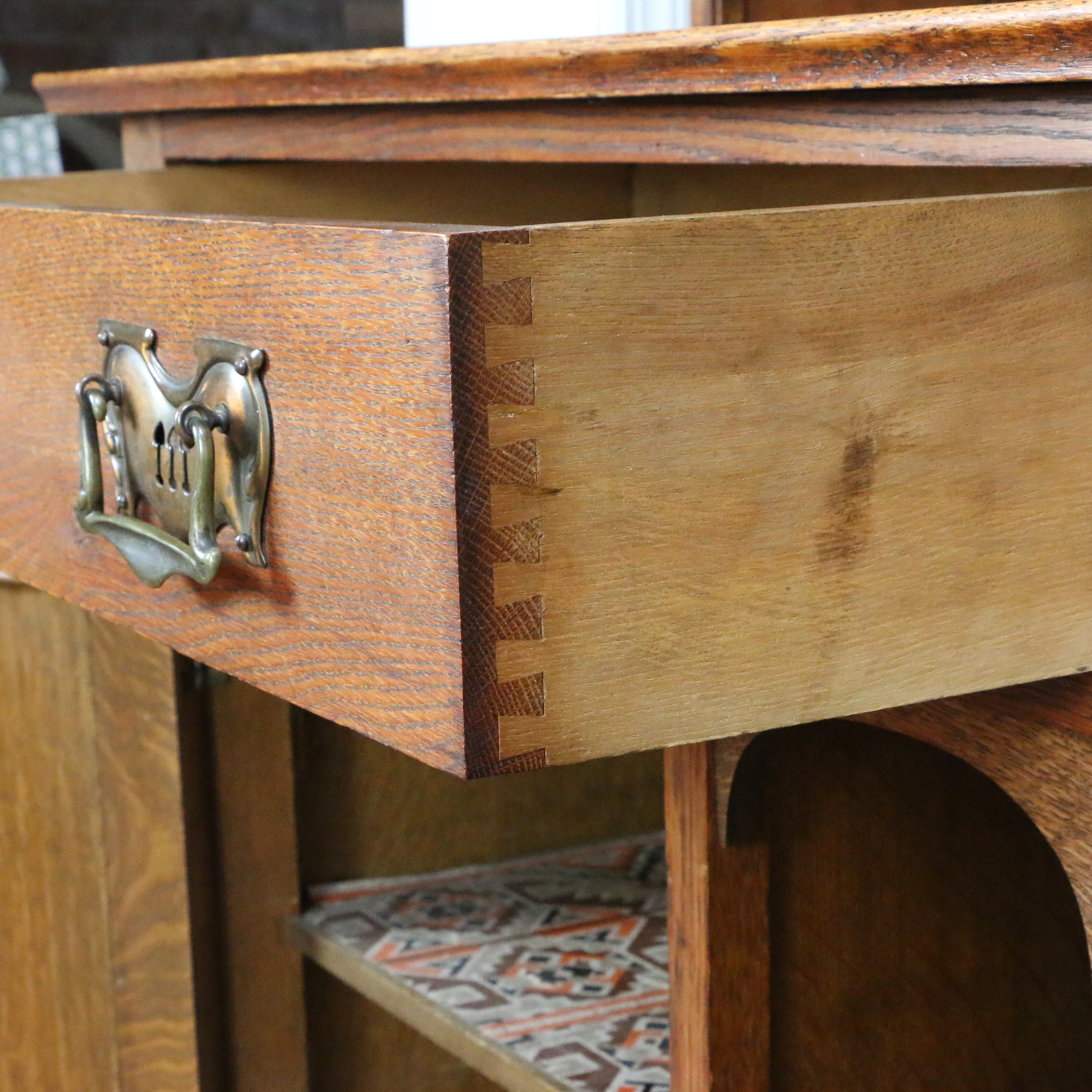 Arts and Crafts Oak Mirror Back Sideboard, circa 1910