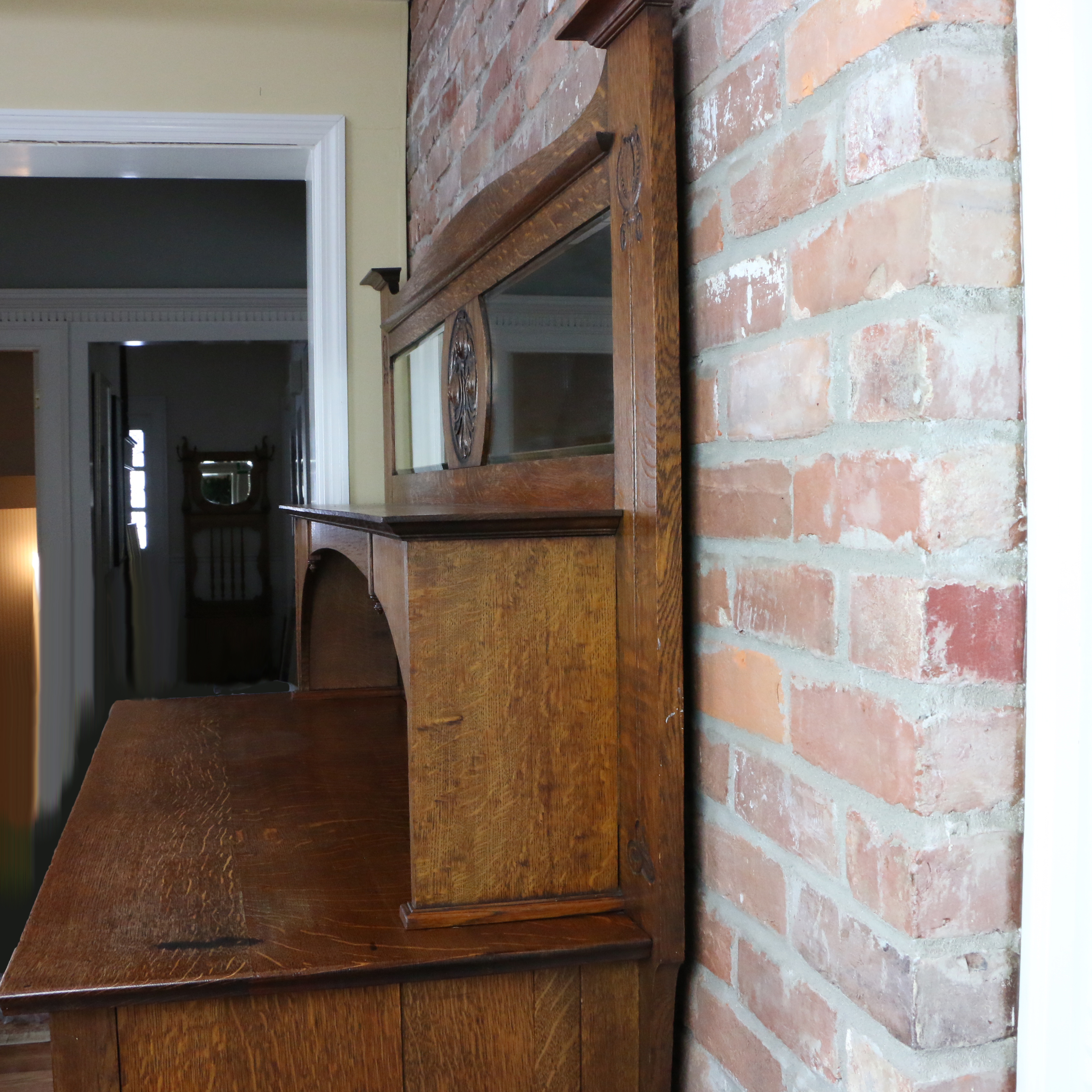 Arts and Crafts Oak Mirror Back Sideboard, circa 1910