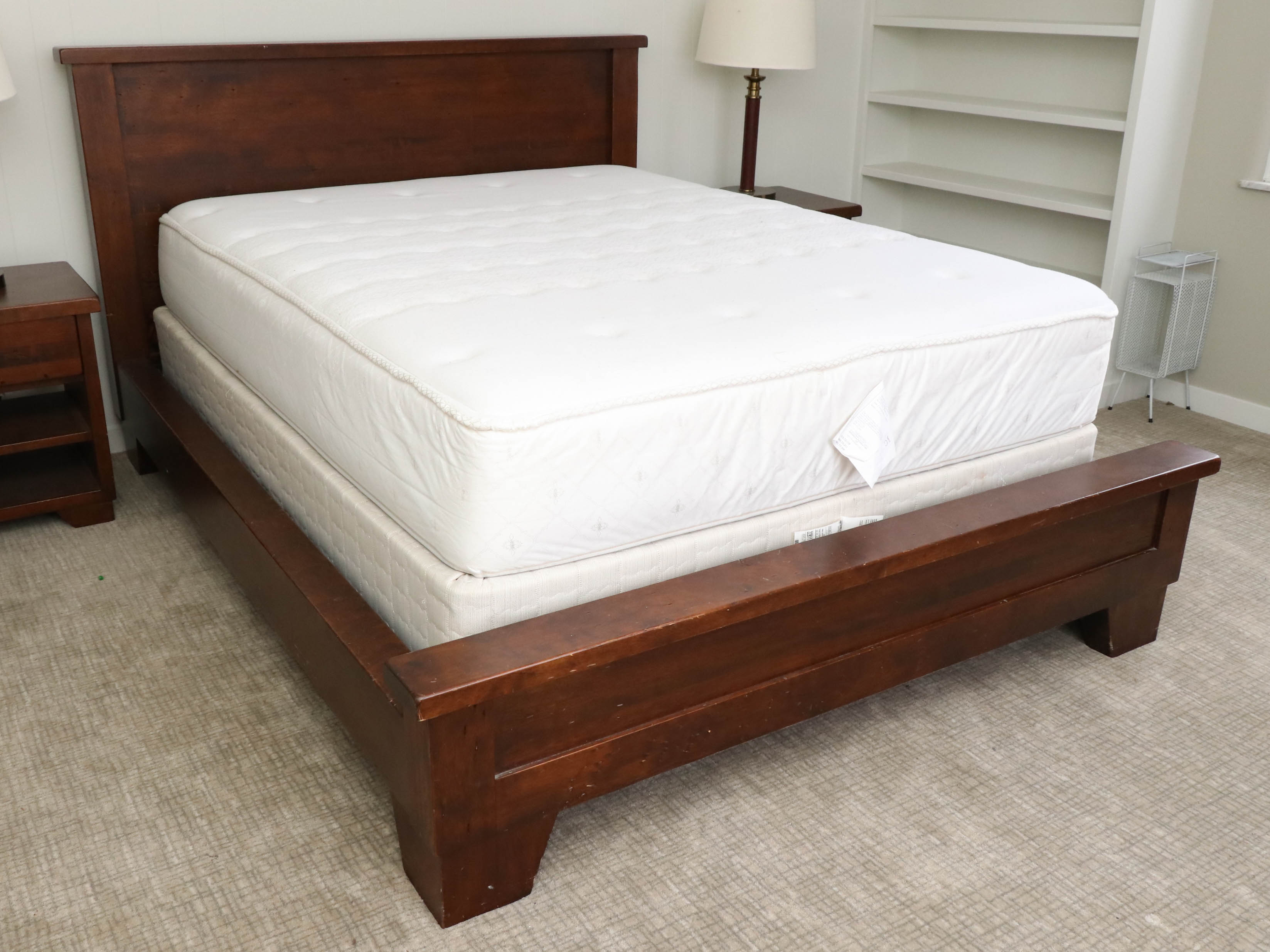 Pottery Barn "Sumatra" Mahogany-Stained Wood Queen Size Bedframe