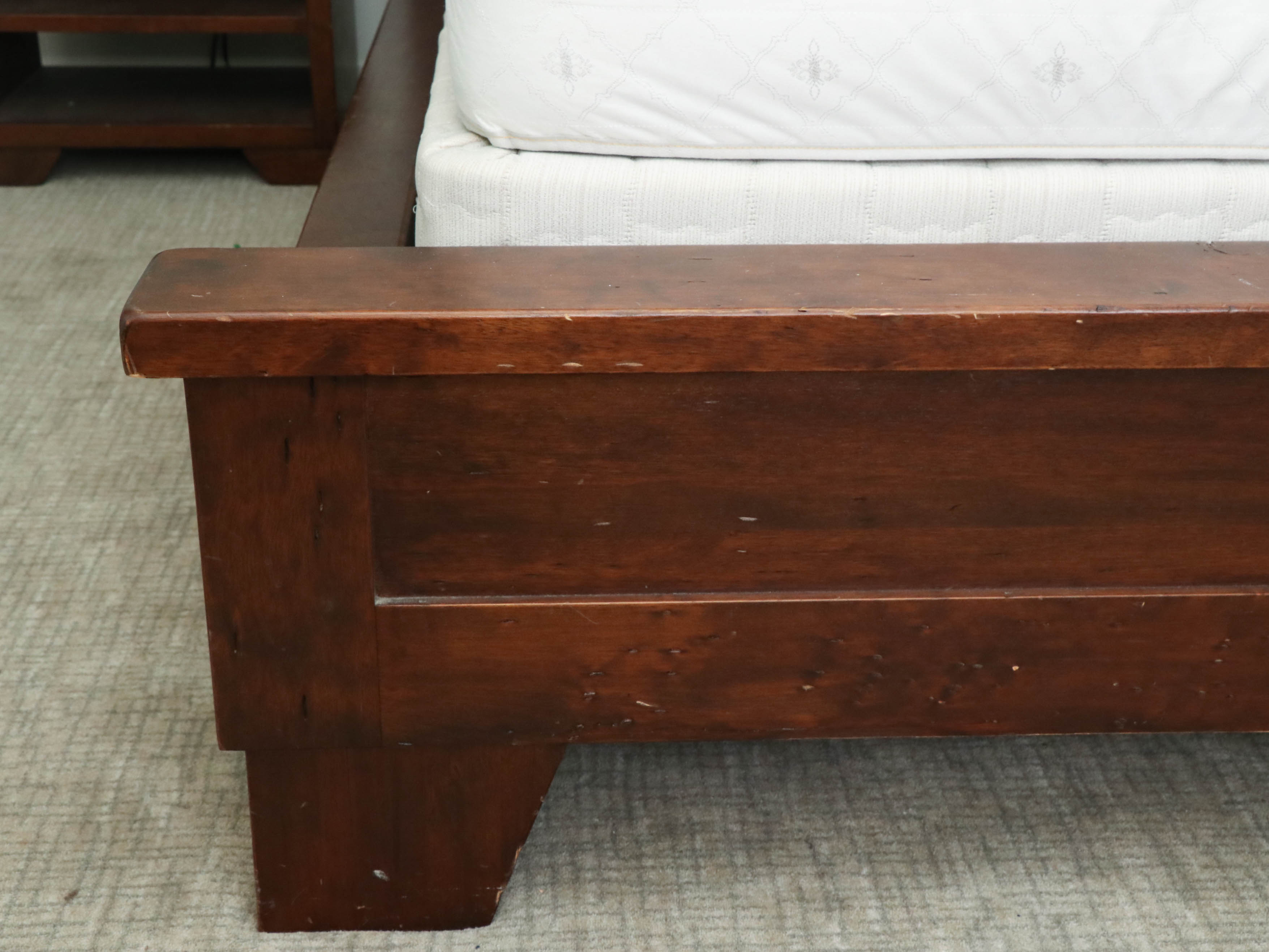 Pottery Barn "Sumatra" Mahogany-Stained Wood Queen Size Bedframe