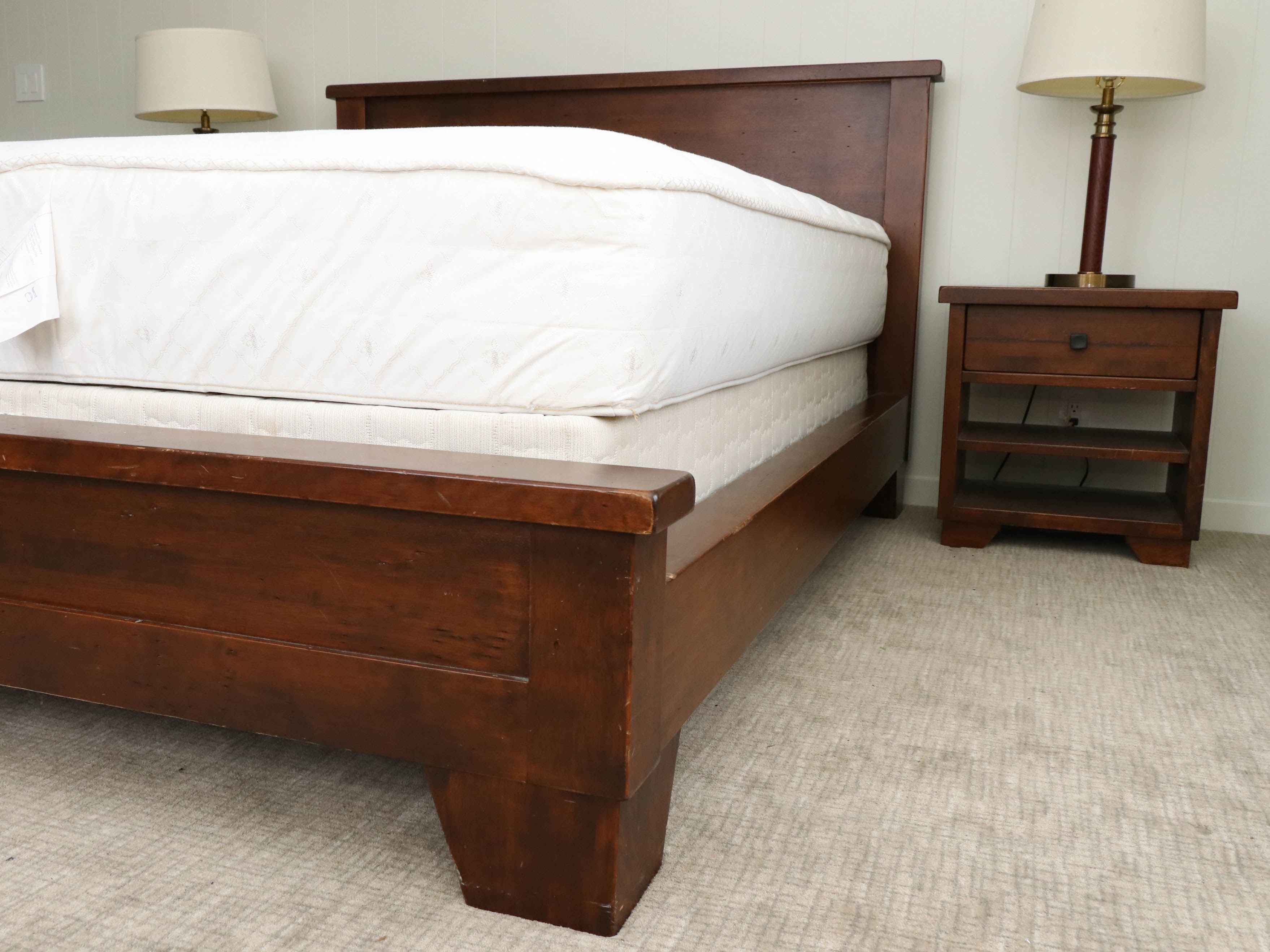 Pottery Barn "Sumatra" Mahogany-Stained Wood Queen Size Bedframe