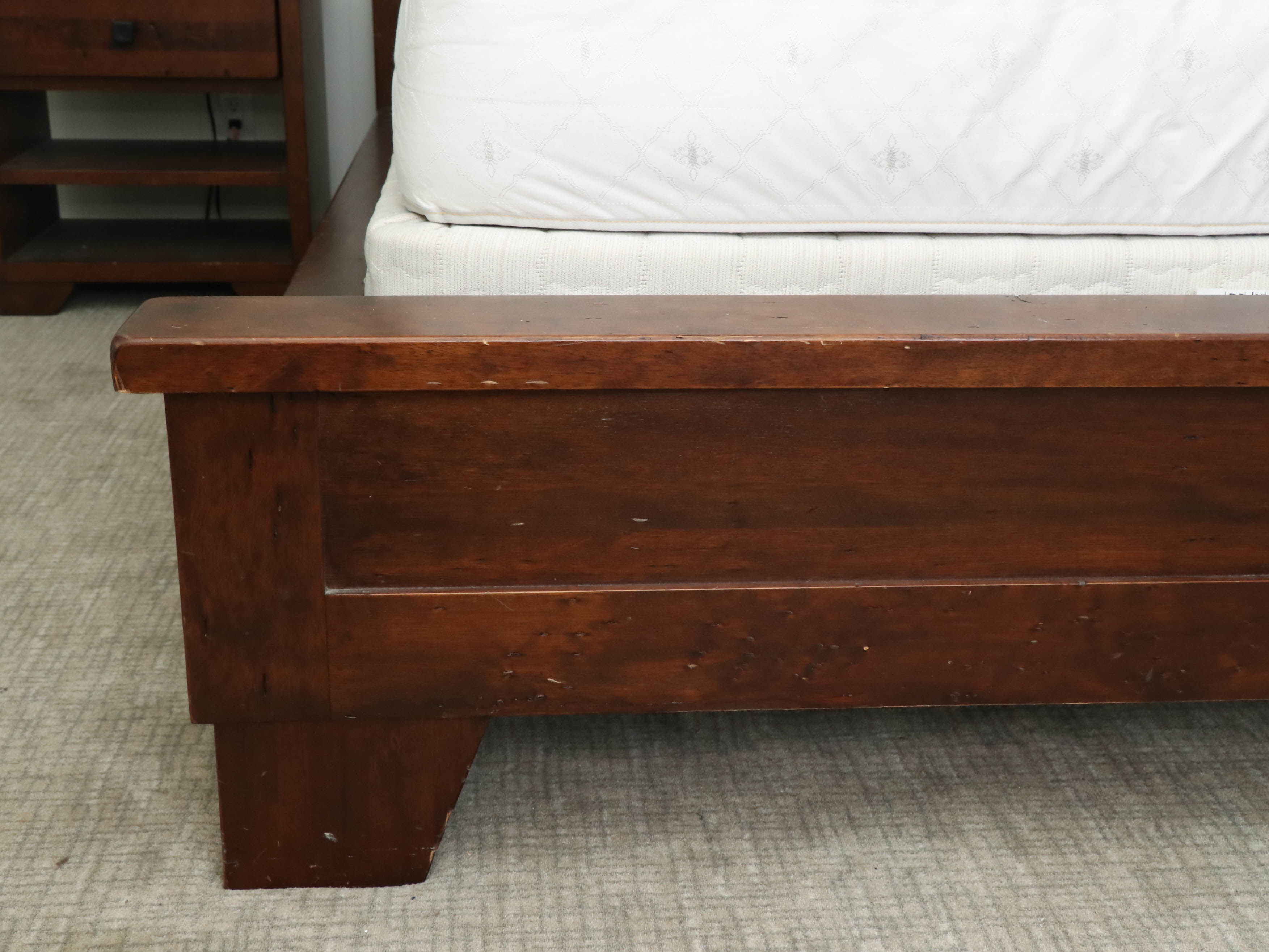 Pottery Barn "Sumatra" Mahogany-Stained Wood Queen Size Bedframe