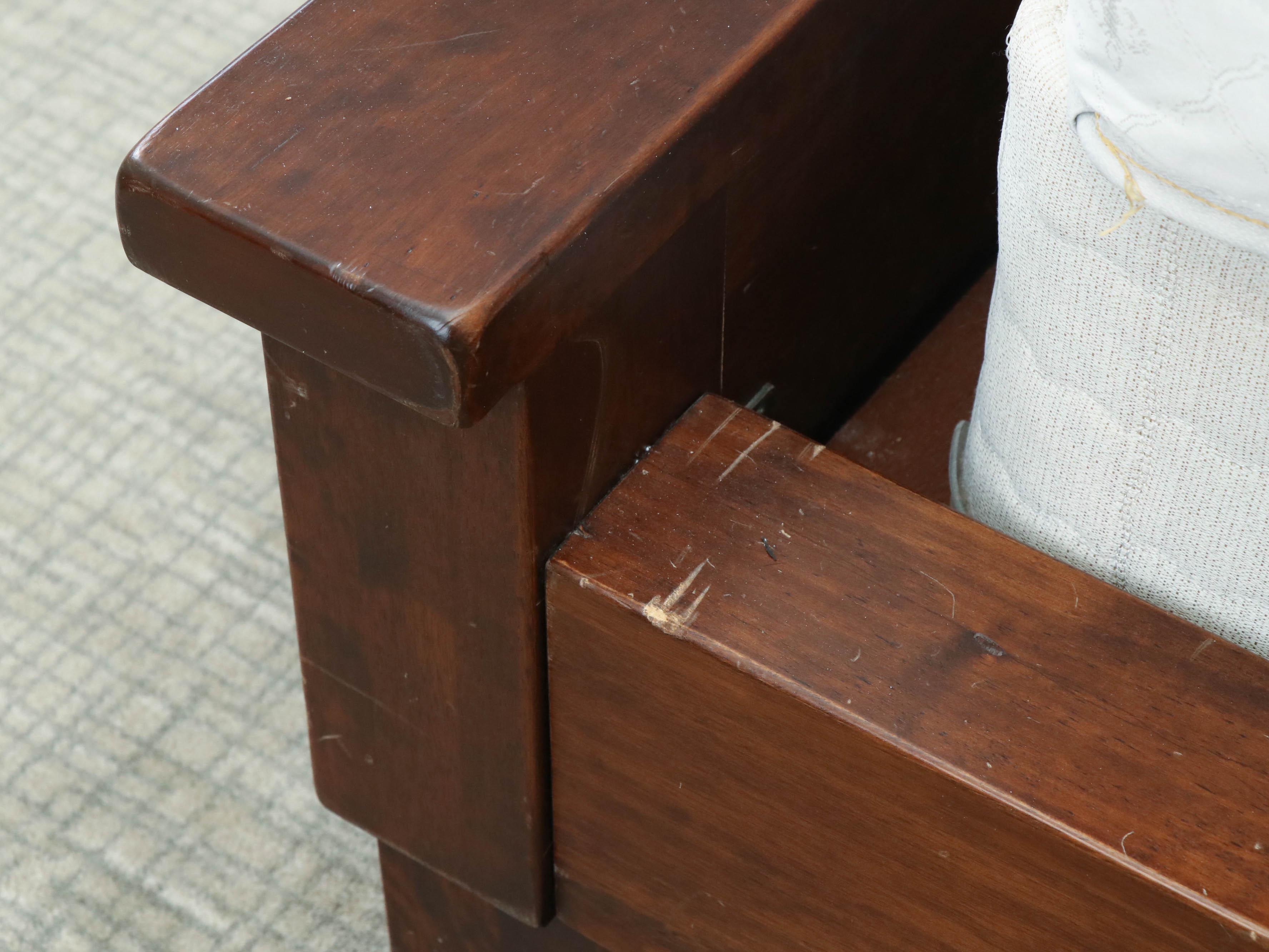 Pottery Barn "Sumatra" Mahogany-Stained Wood Queen Size Bedframe