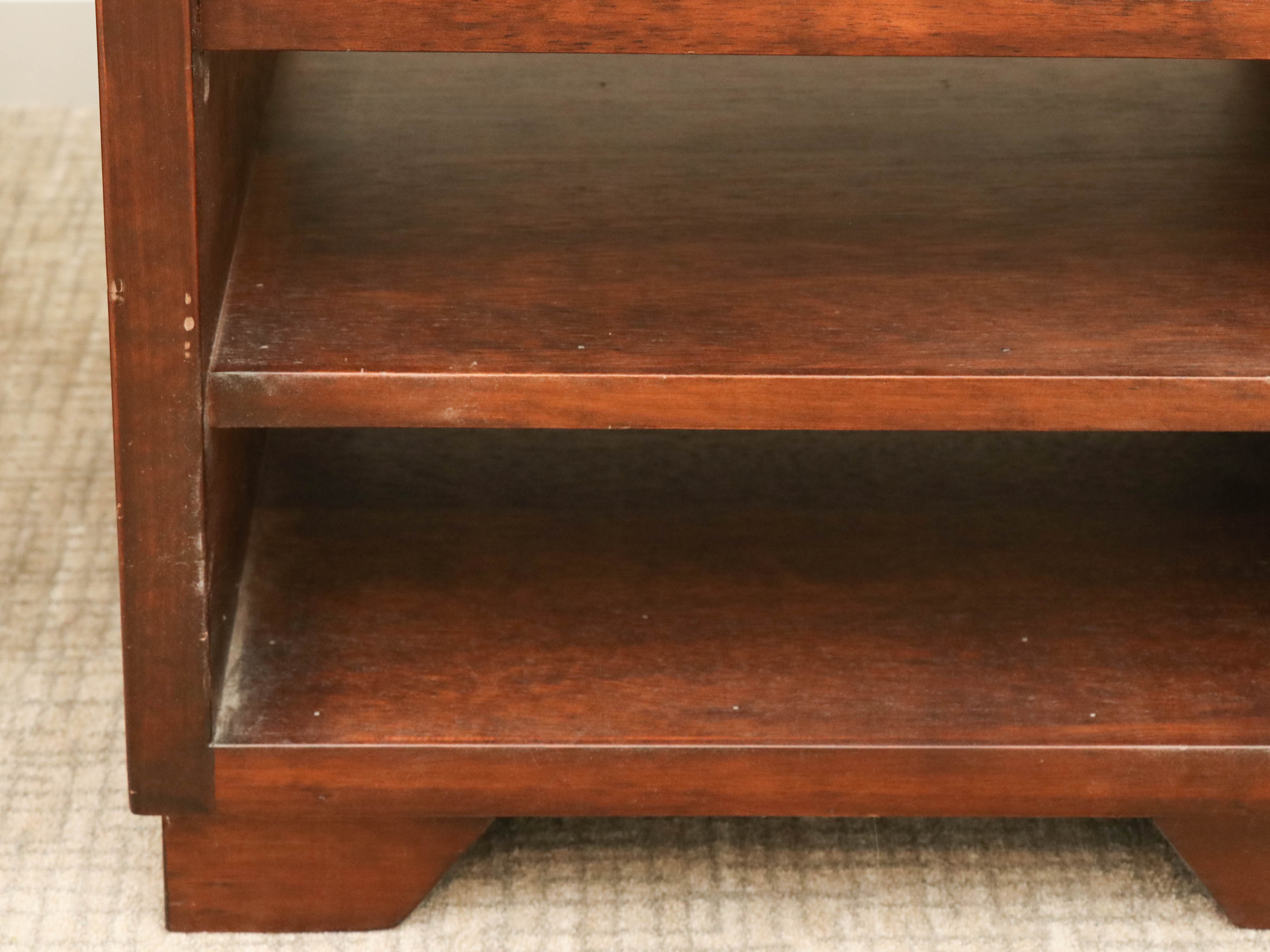 Pair of Pottery Barn "Sumatra" Mahogany-Stained Hardwood Nightstands