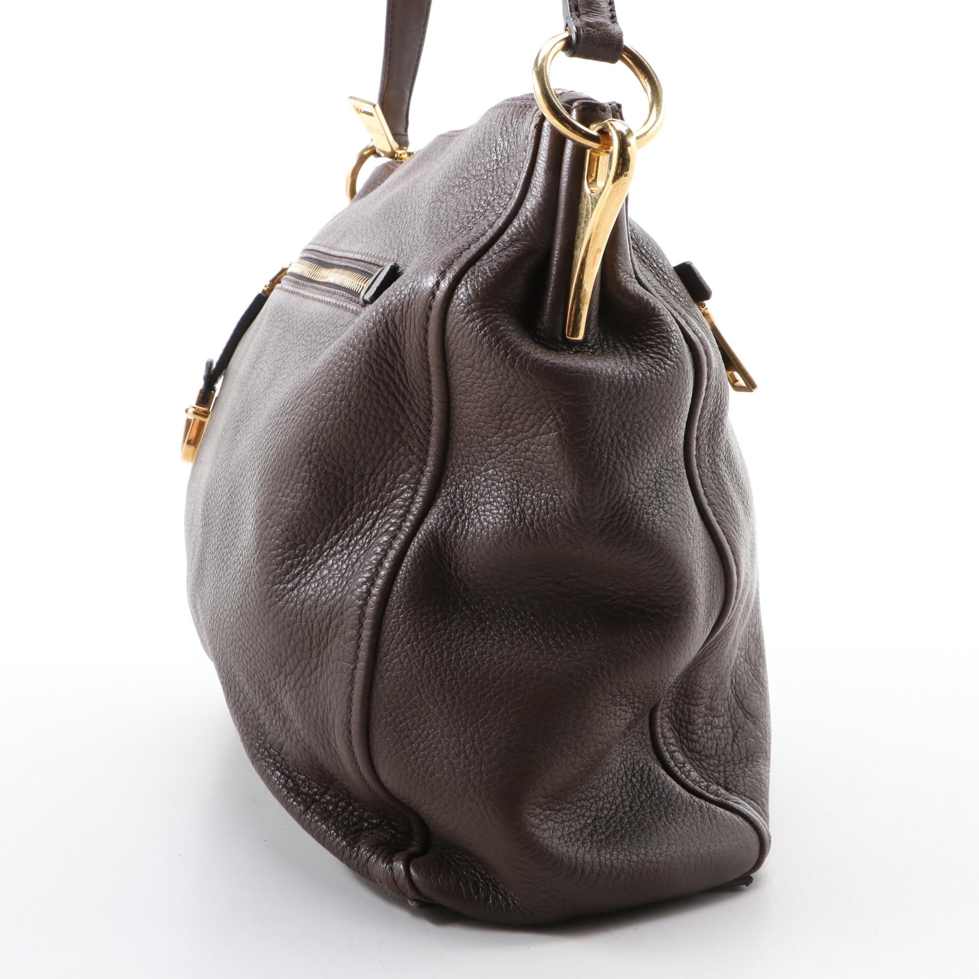 Prada Brown Deerskin Zip Top Shoulder Bag