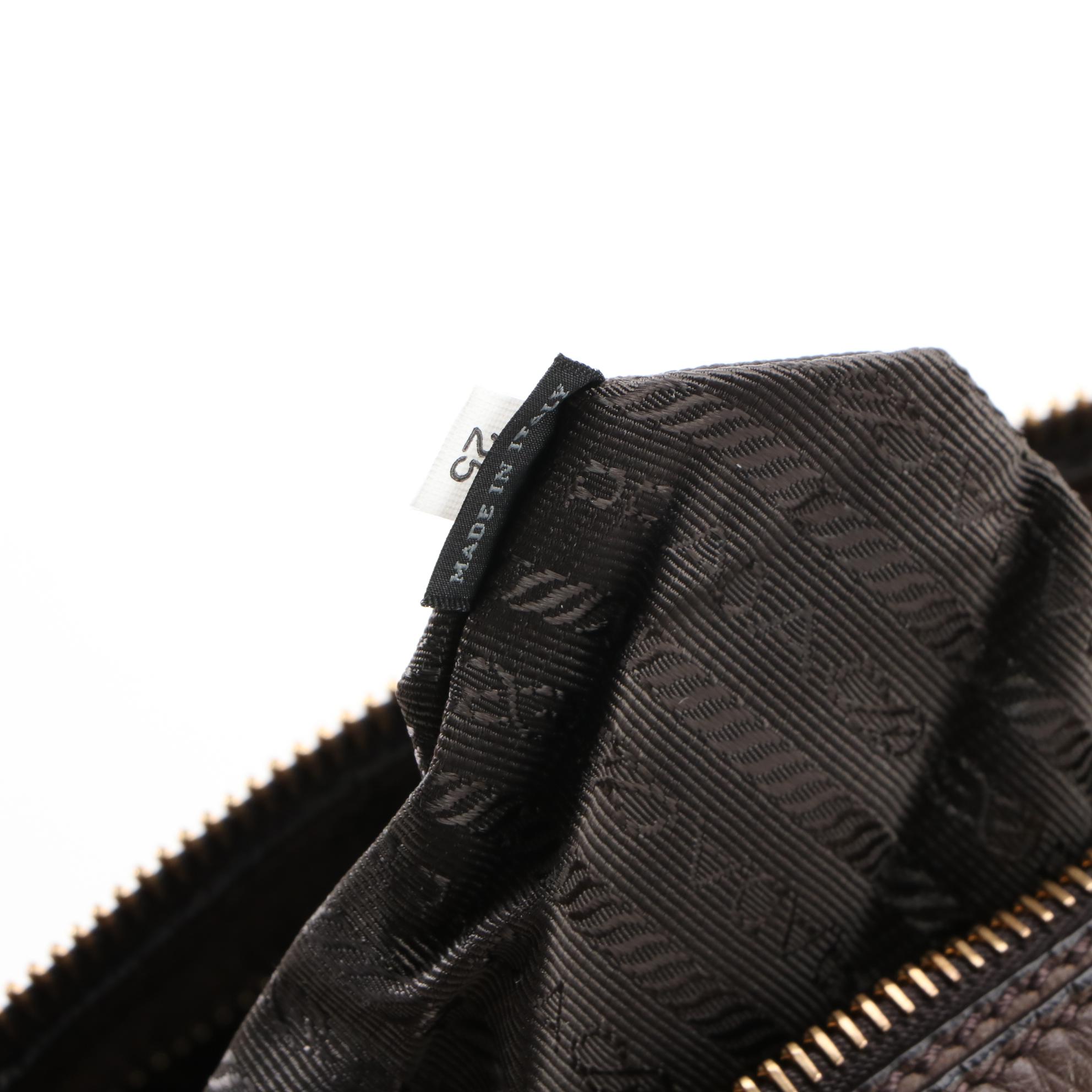 Prada Brown Deerskin Zip Top Shoulder Bag