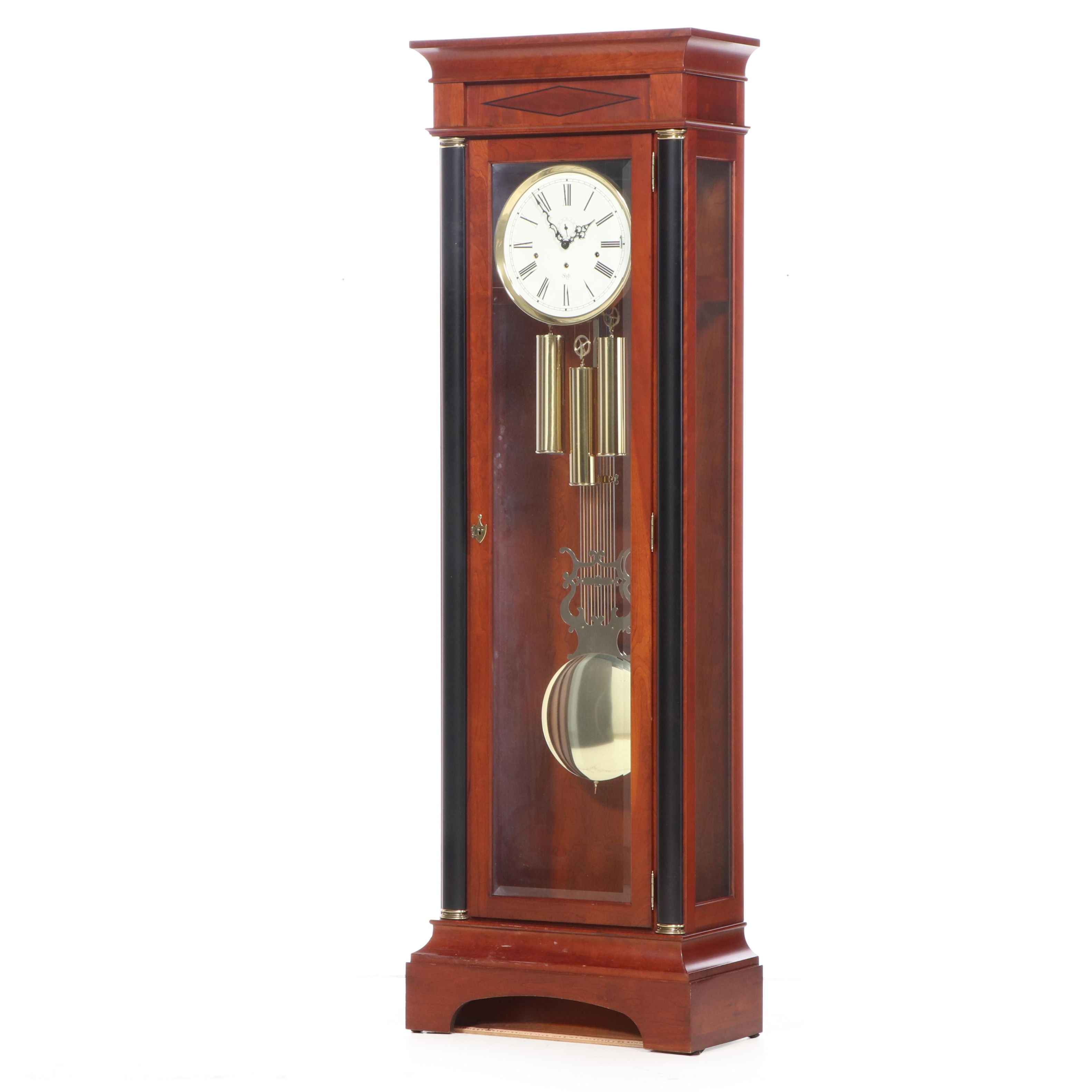 Sligh "Metropolitan" Empire Style Cherry Wood Grandfather Clock