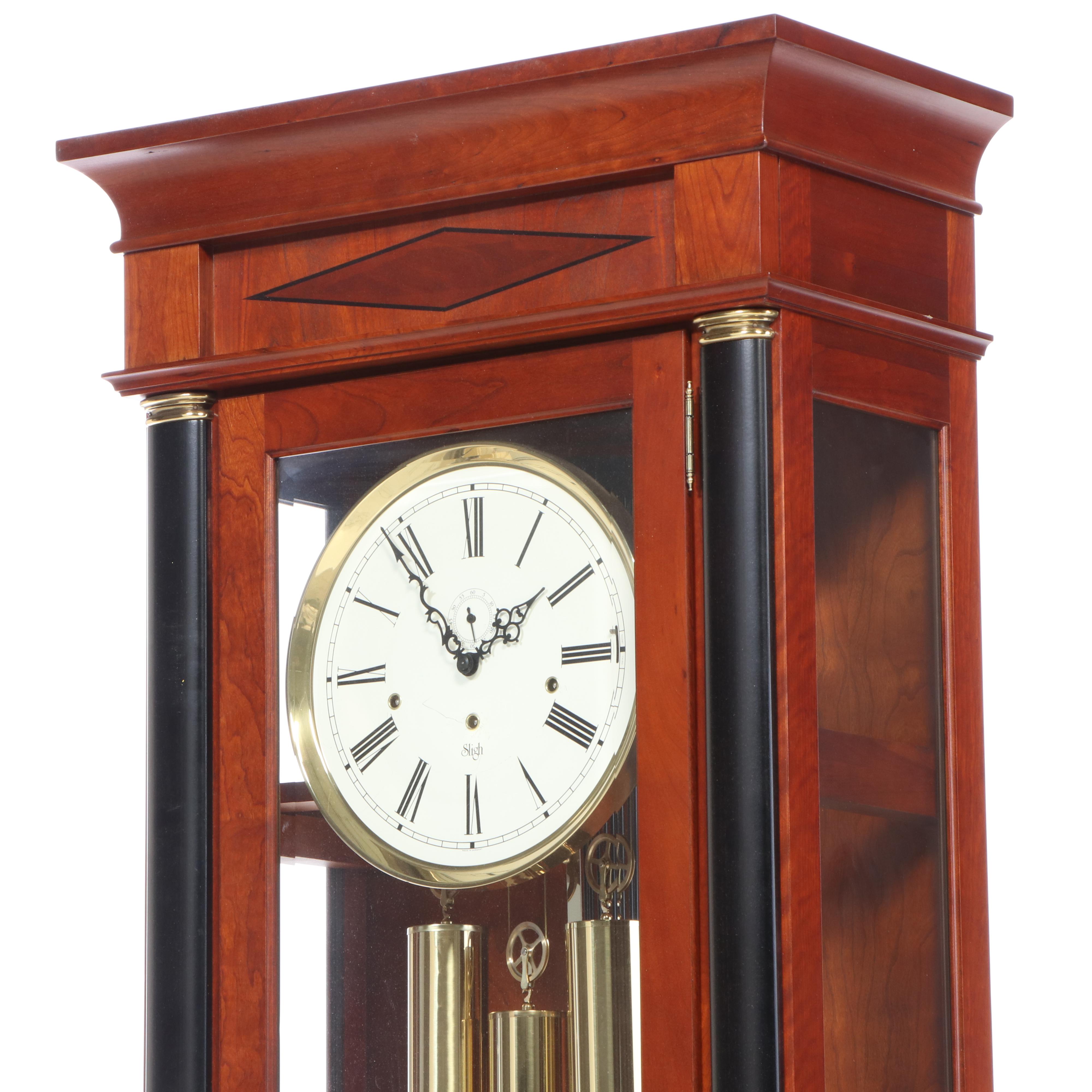 Sligh "Metropolitan" Empire Style Cherry Wood Grandfather Clock