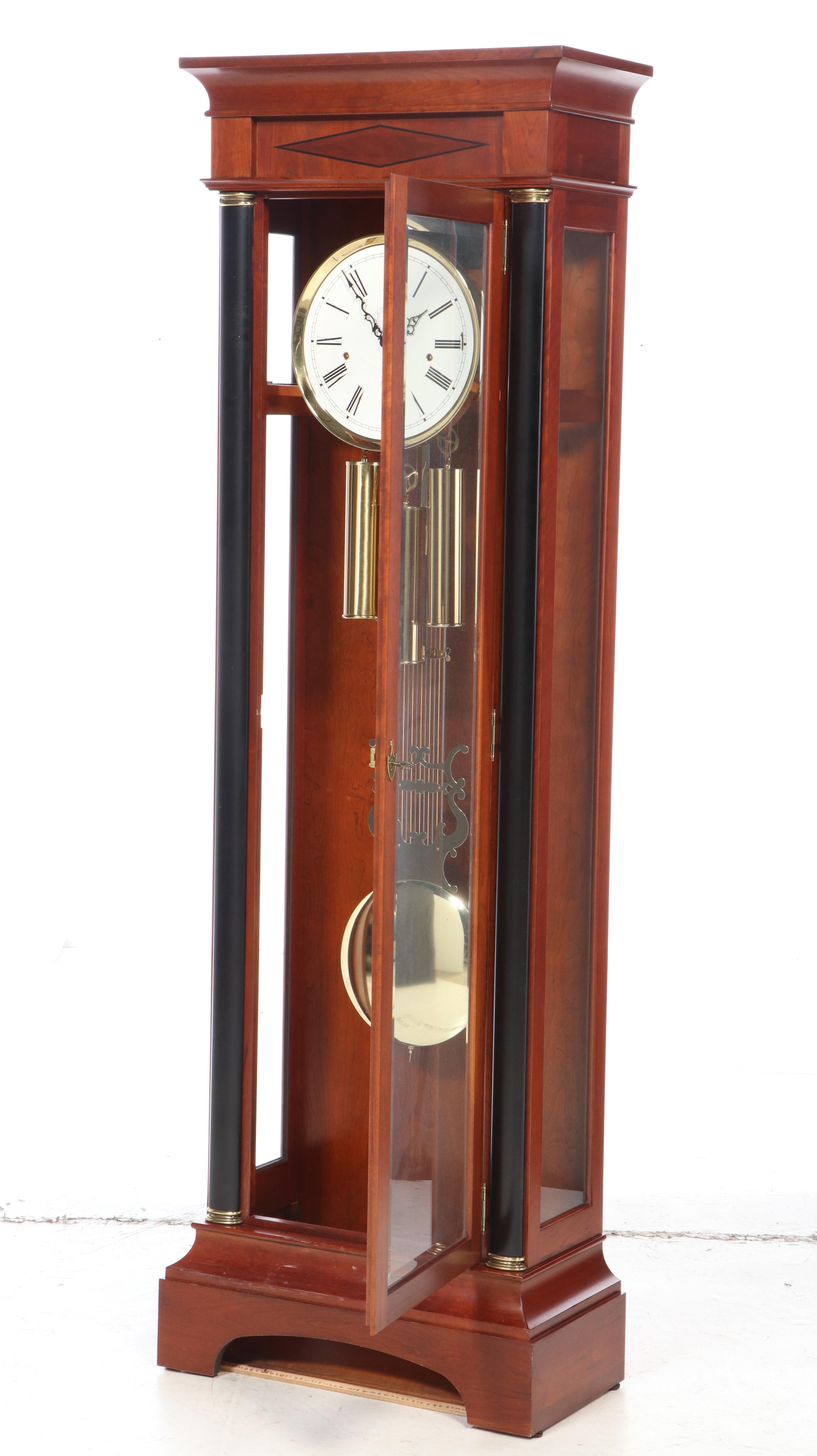 Sligh "Metropolitan" Empire Style Cherry Wood Grandfather Clock