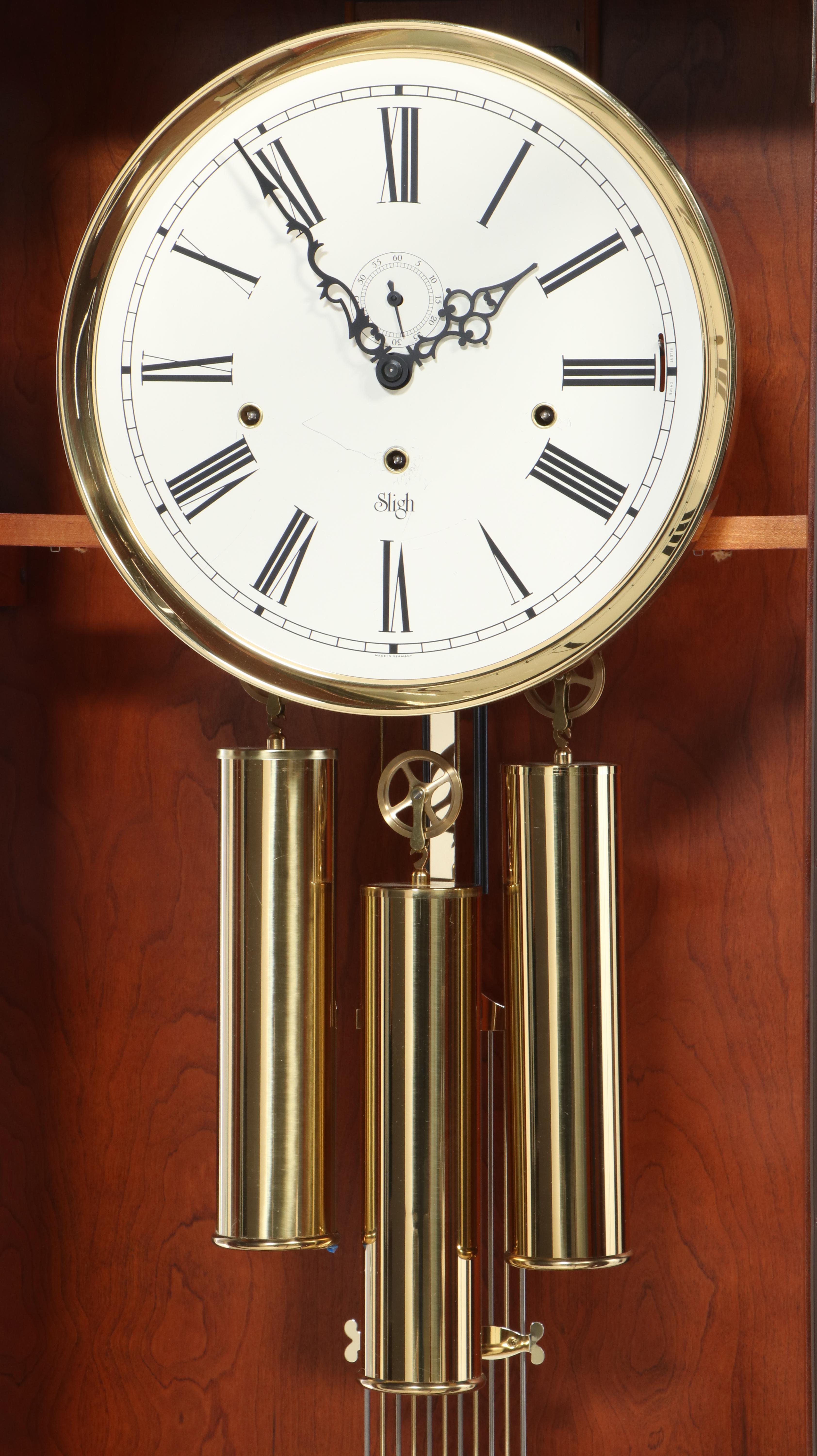 Sligh "Metropolitan" Empire Style Cherry Wood Grandfather Clock