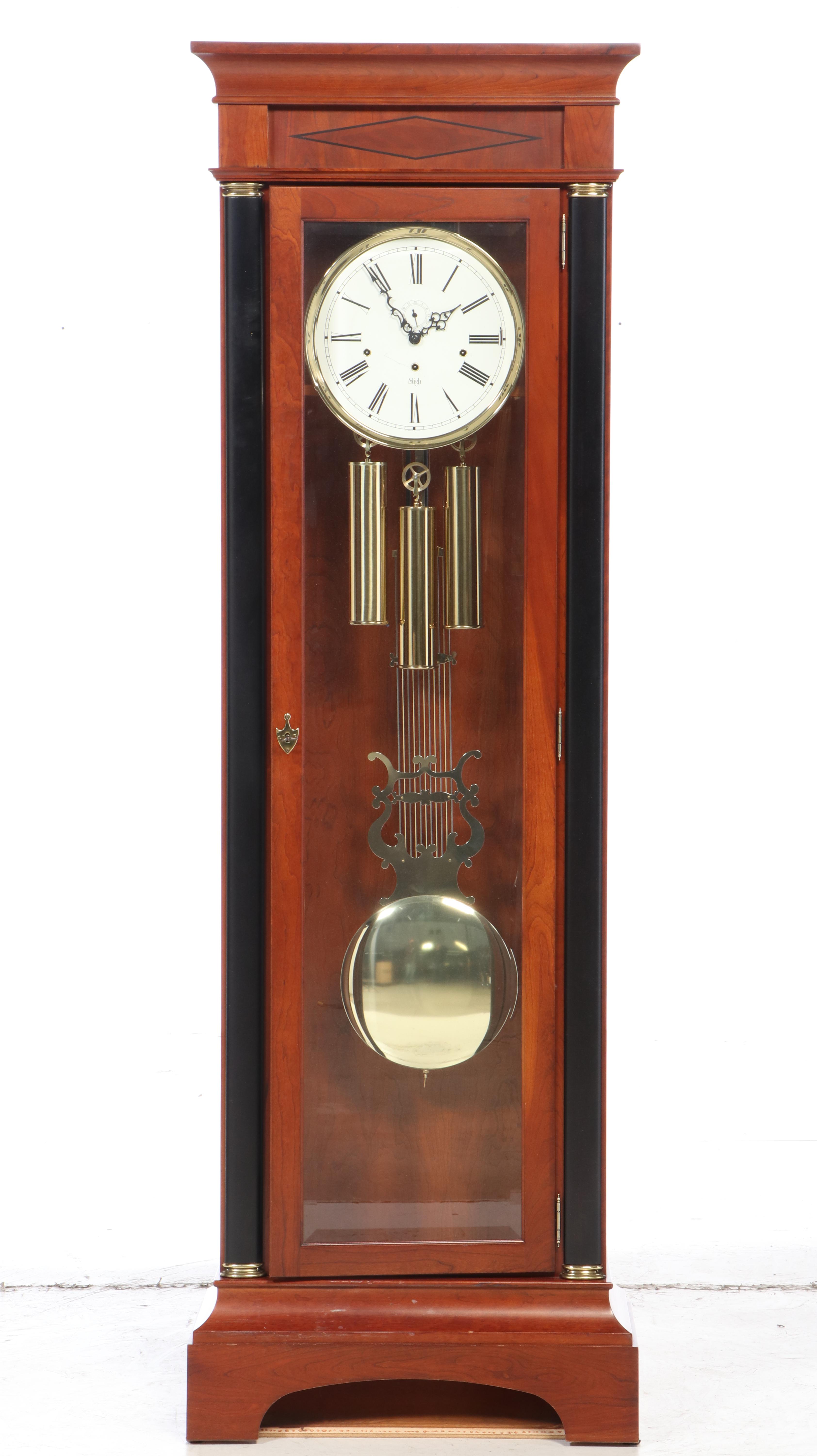 Sligh "Metropolitan" Empire Style Cherry Wood Grandfather Clock
