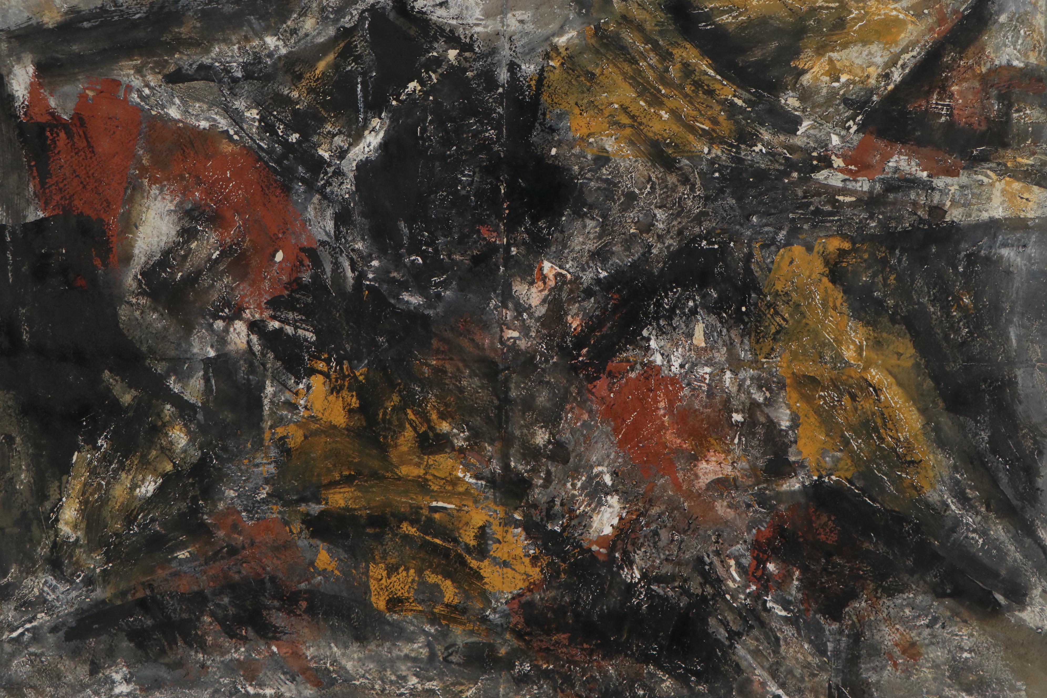 Allen Kubach Abstract Mixed Media Painting, Late 20th century