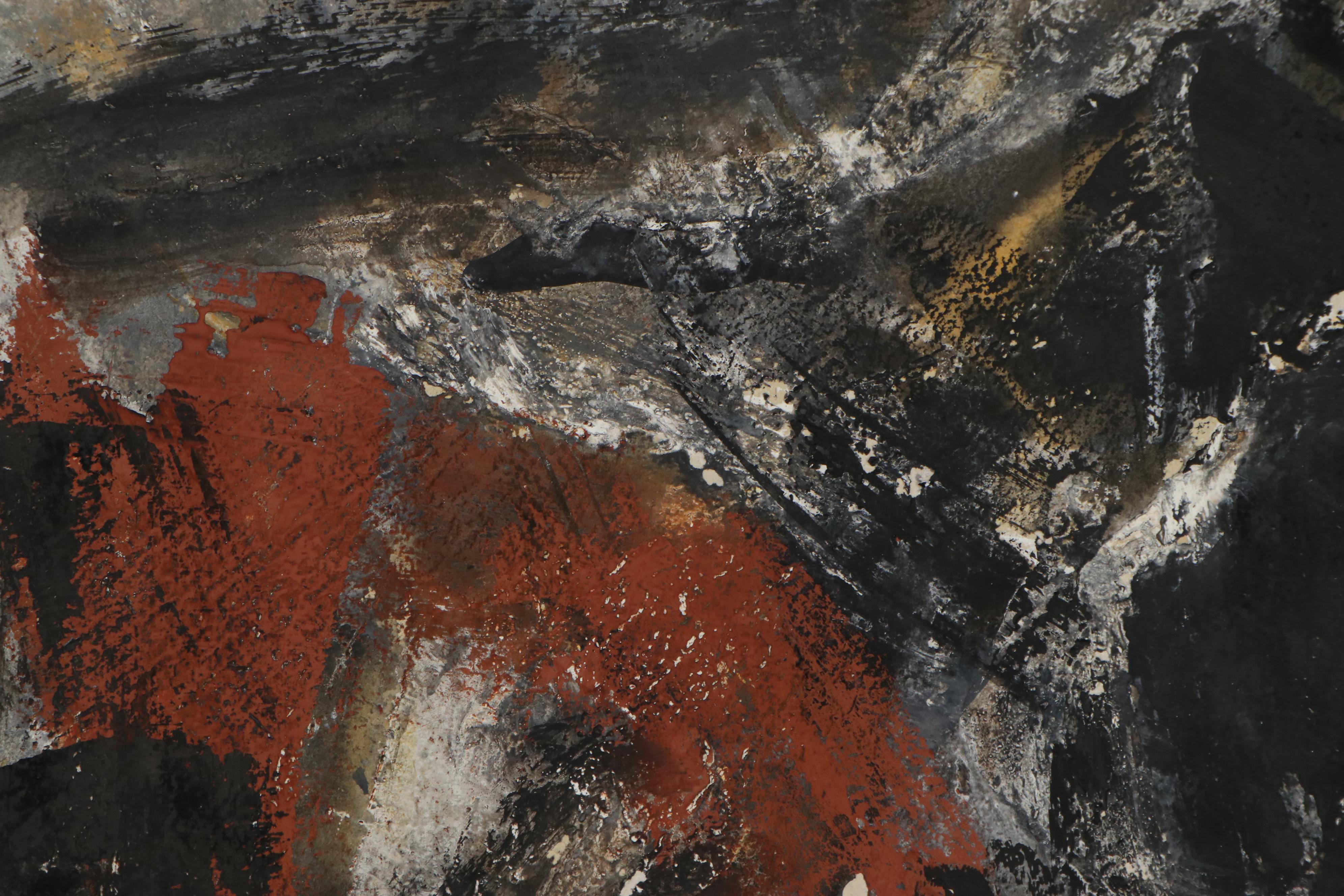 Allen Kubach Abstract Mixed Media Painting, Late 20th century