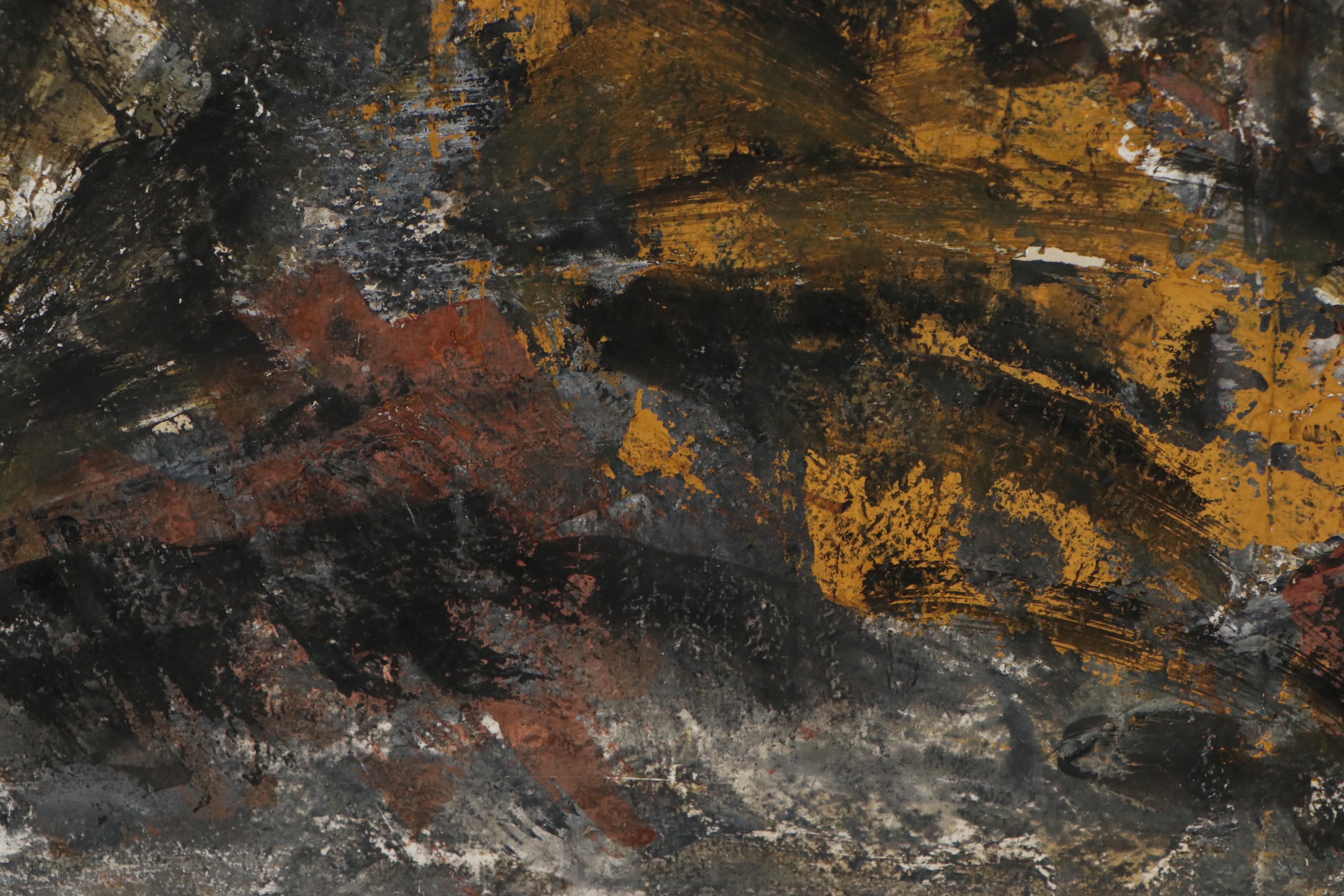 Allen Kubach Abstract Mixed Media Painting, Late 20th century