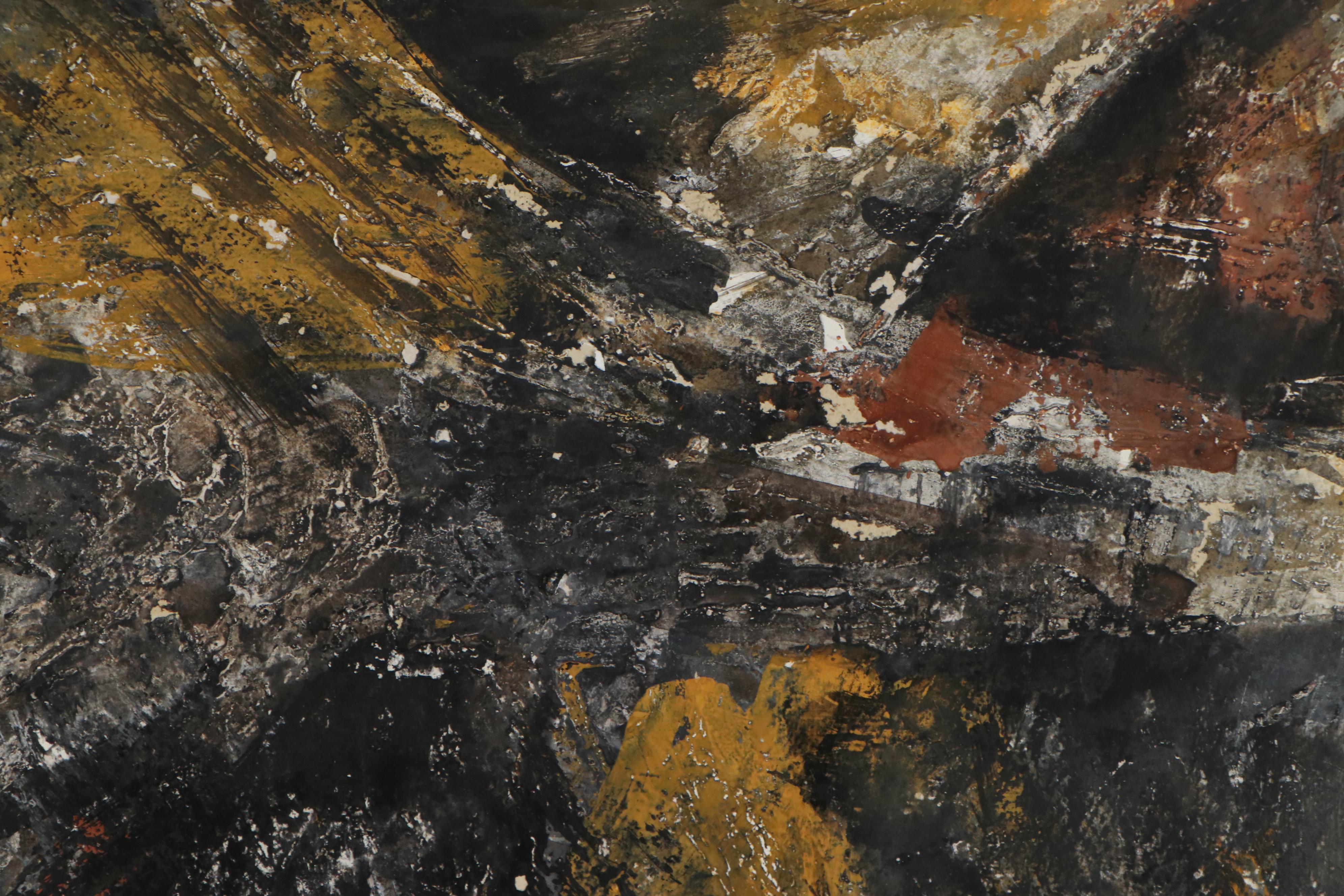 Allen Kubach Abstract Mixed Media Painting, Late 20th century